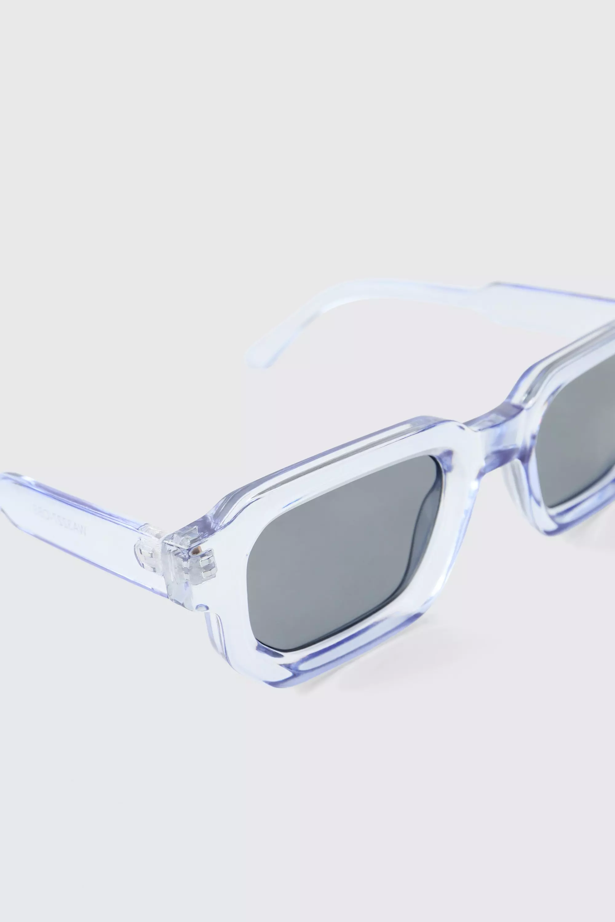 Occhiali Da Sole Rettangolari In Plastica Trasparente, Pale blue immagine alternativa