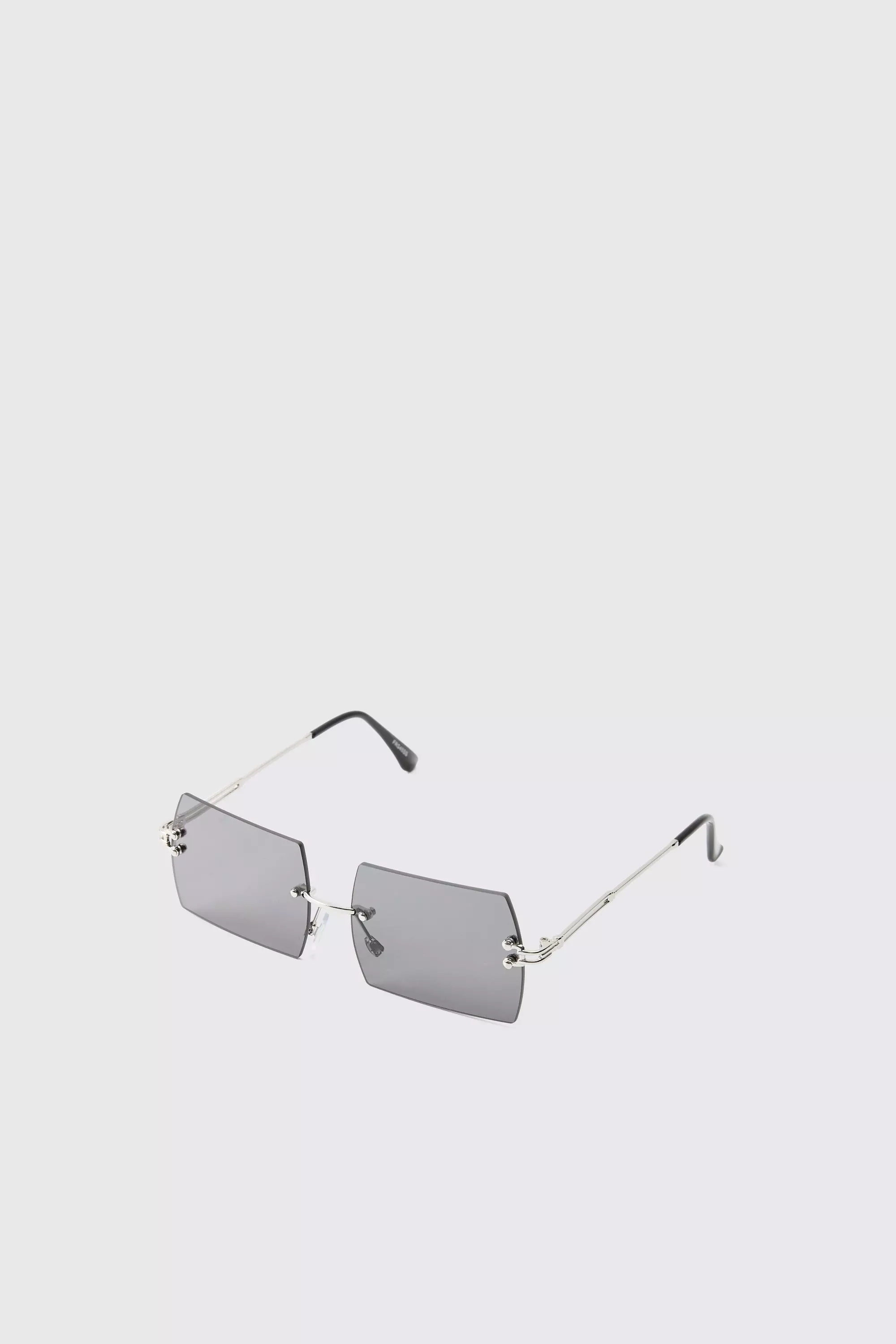 Rimless Silver Rectangular Sunglasses Silver