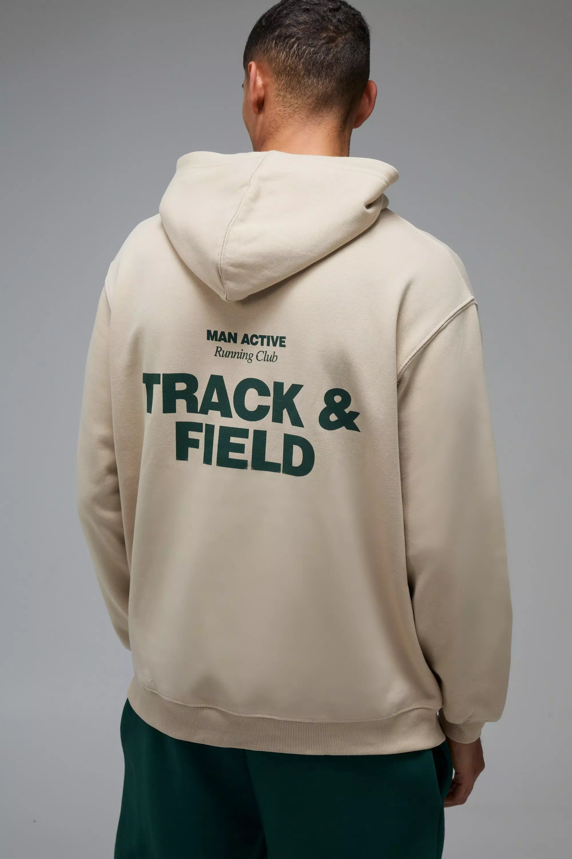 Man Active Track & Field Oversized Hoodie Sand