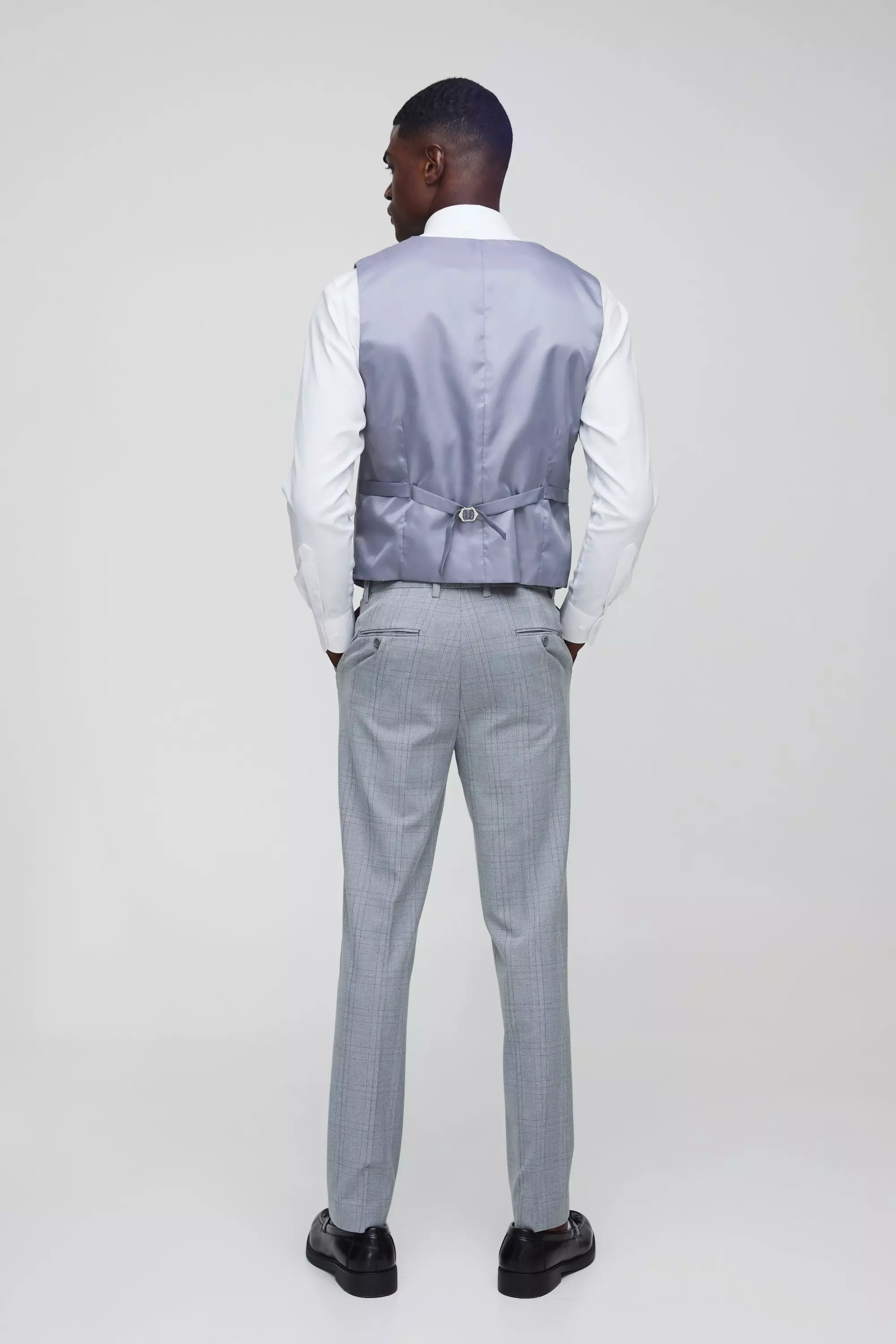 Light grey Slim Fit Tonal Check Suit Waistcoat alternative image
