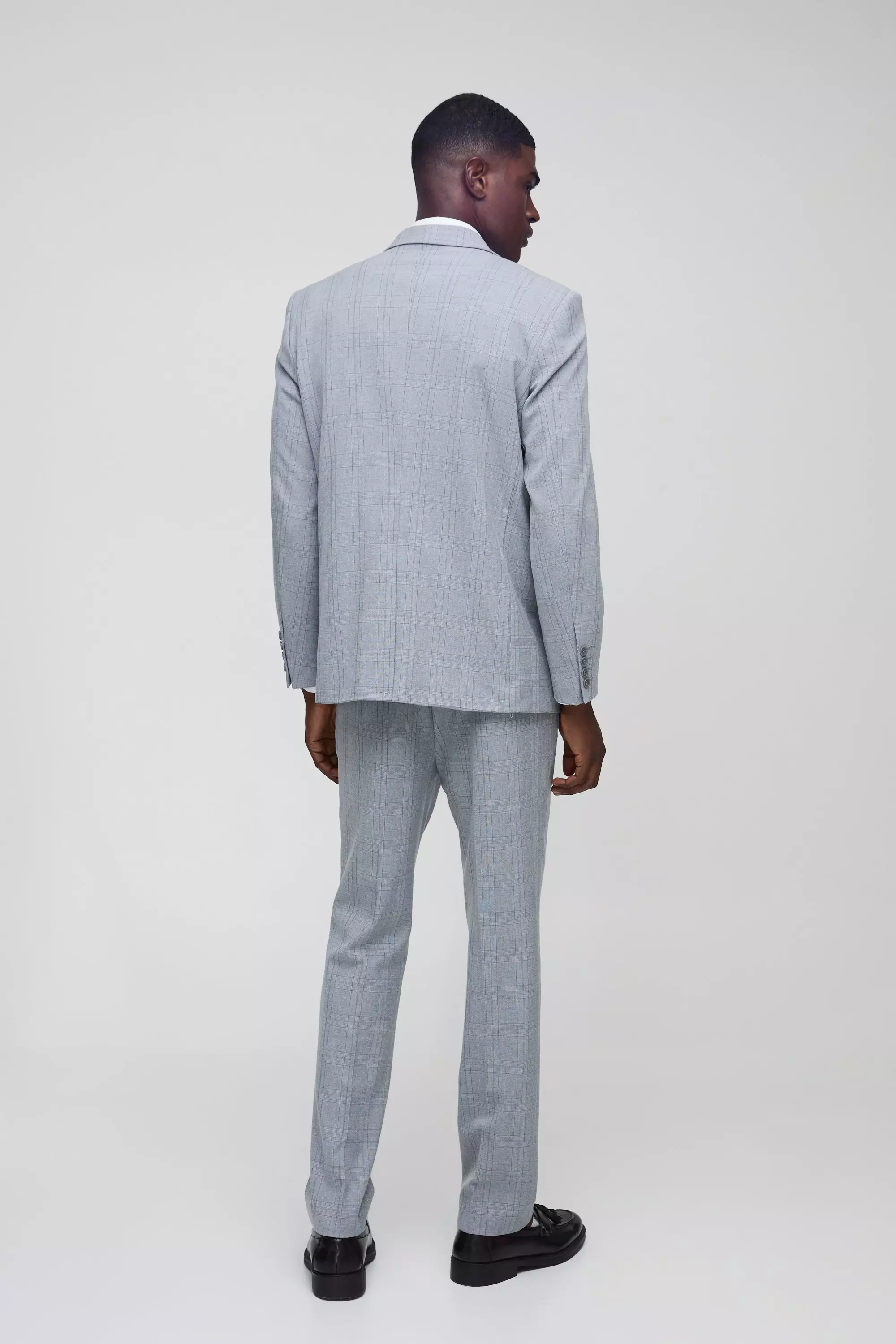 Light grey Straight Fit Tonal Check Tailored Trouser alternative image