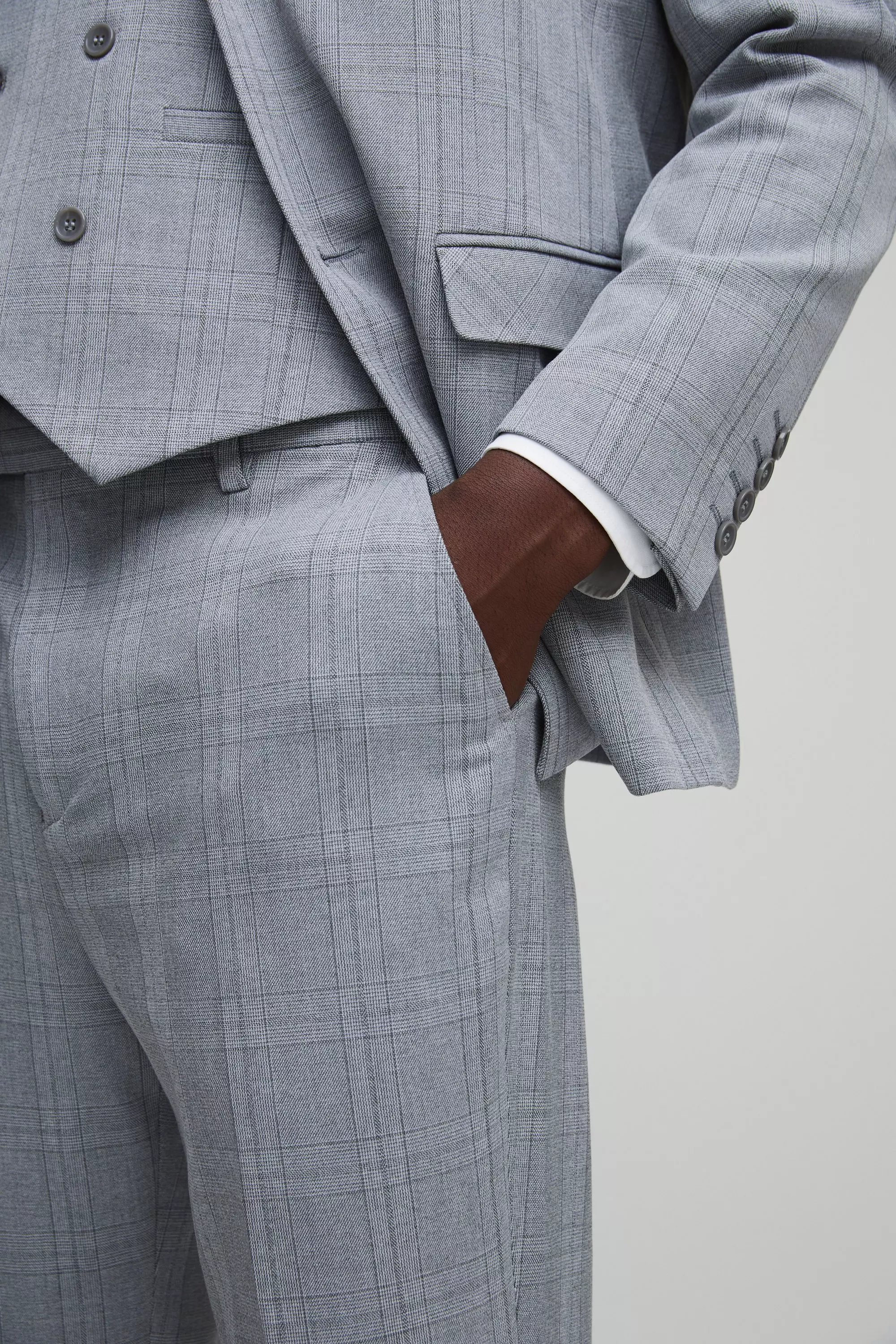 Light grey Straight Fit Tonal Check Tailored Trouser alternative image