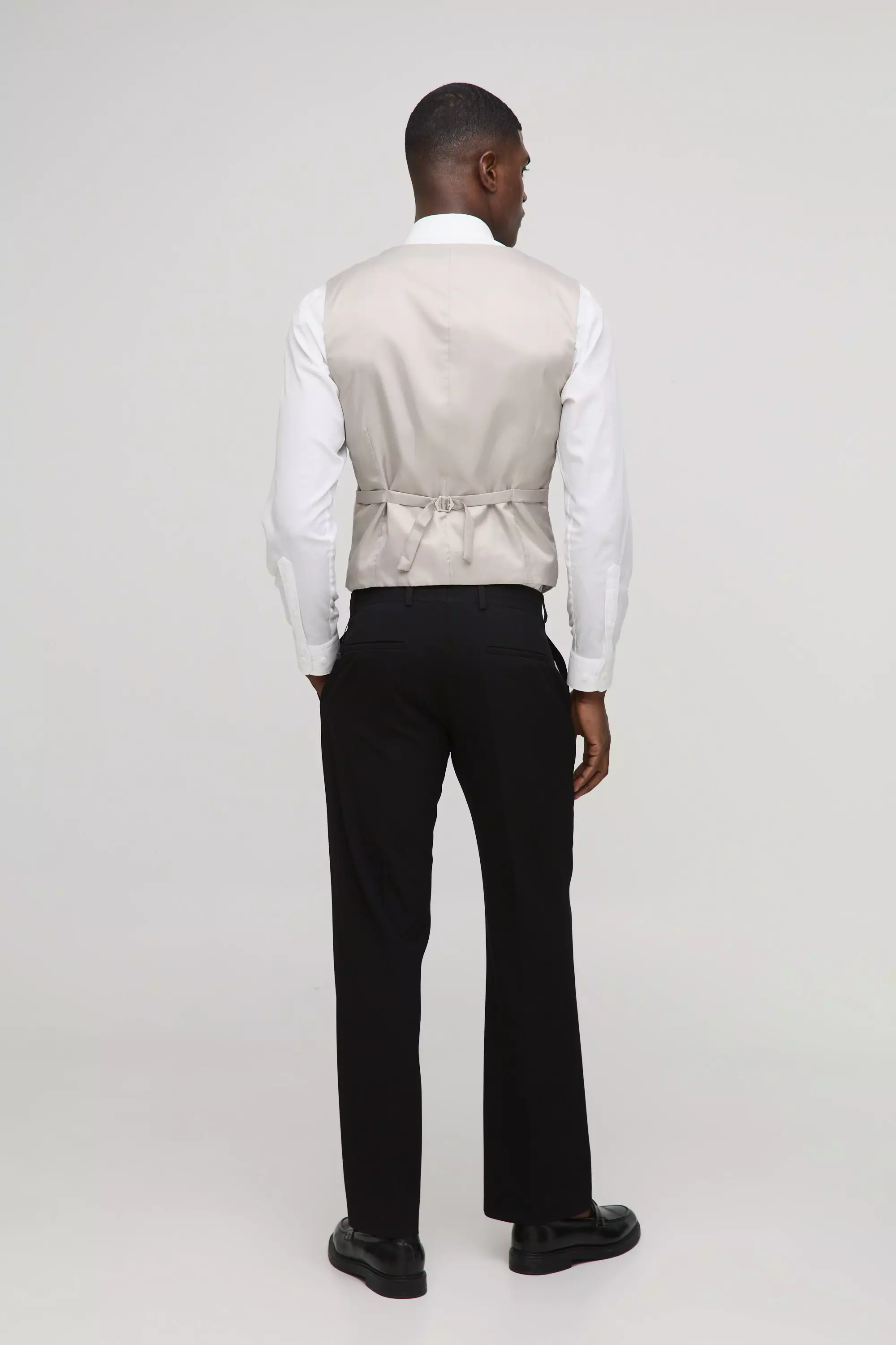 Gilet Slim Fit In Twill Con Trama, Stone immagine alternativa