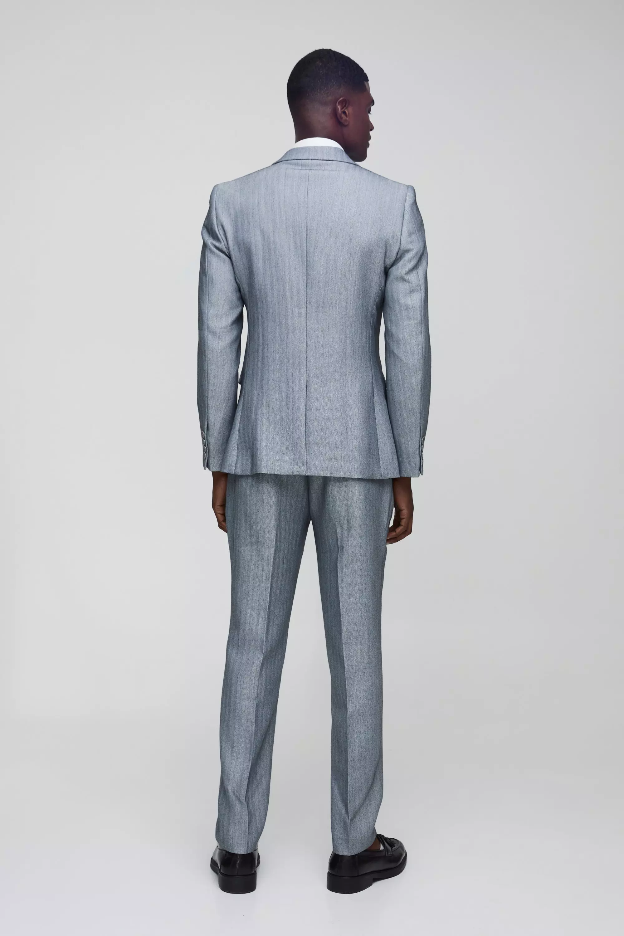Light grey Slim Fit Herringbone Tailored Trouser alternative image