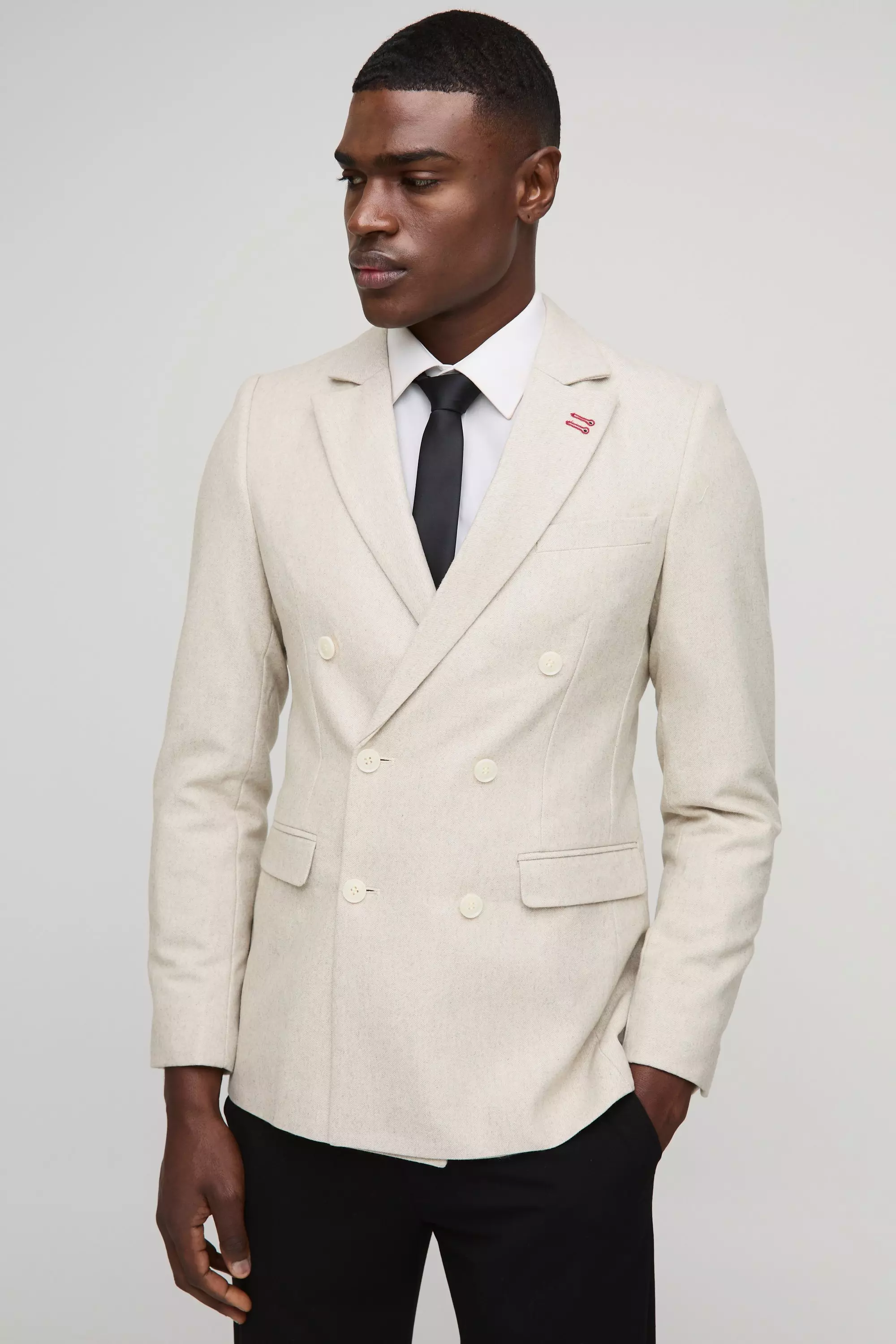 Blazer croisé cintré texturé, Stone autre image