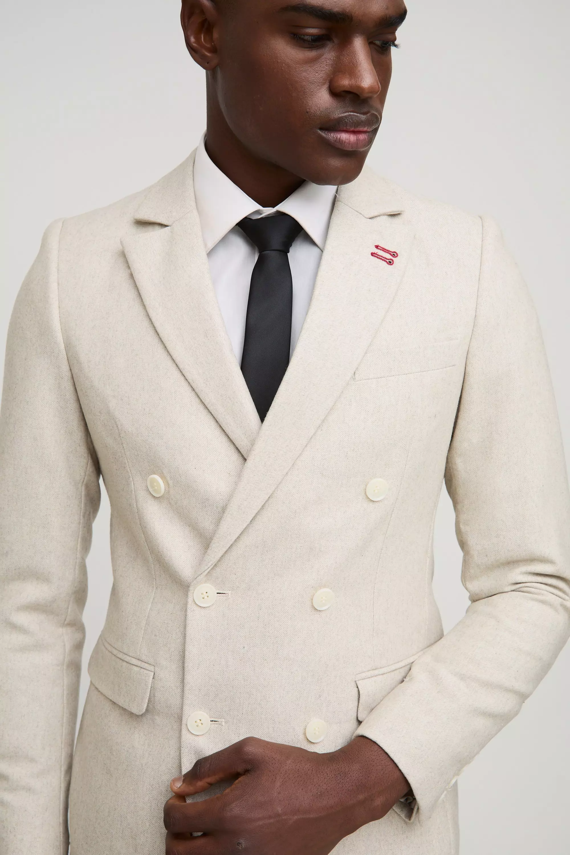 Blazer croisé cintré texturé, Stone autre image