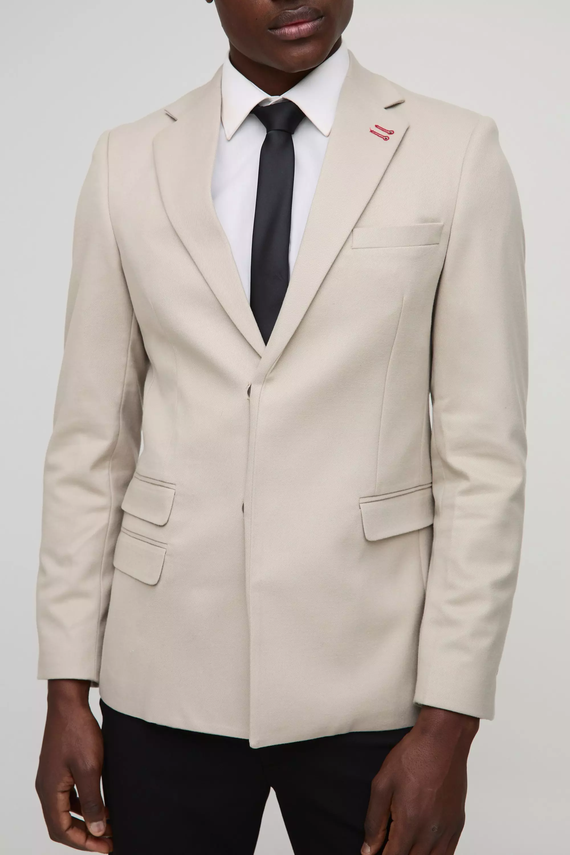 Strukturierter Slim-Fit Twill-Blazer, Stone alternatives Bild