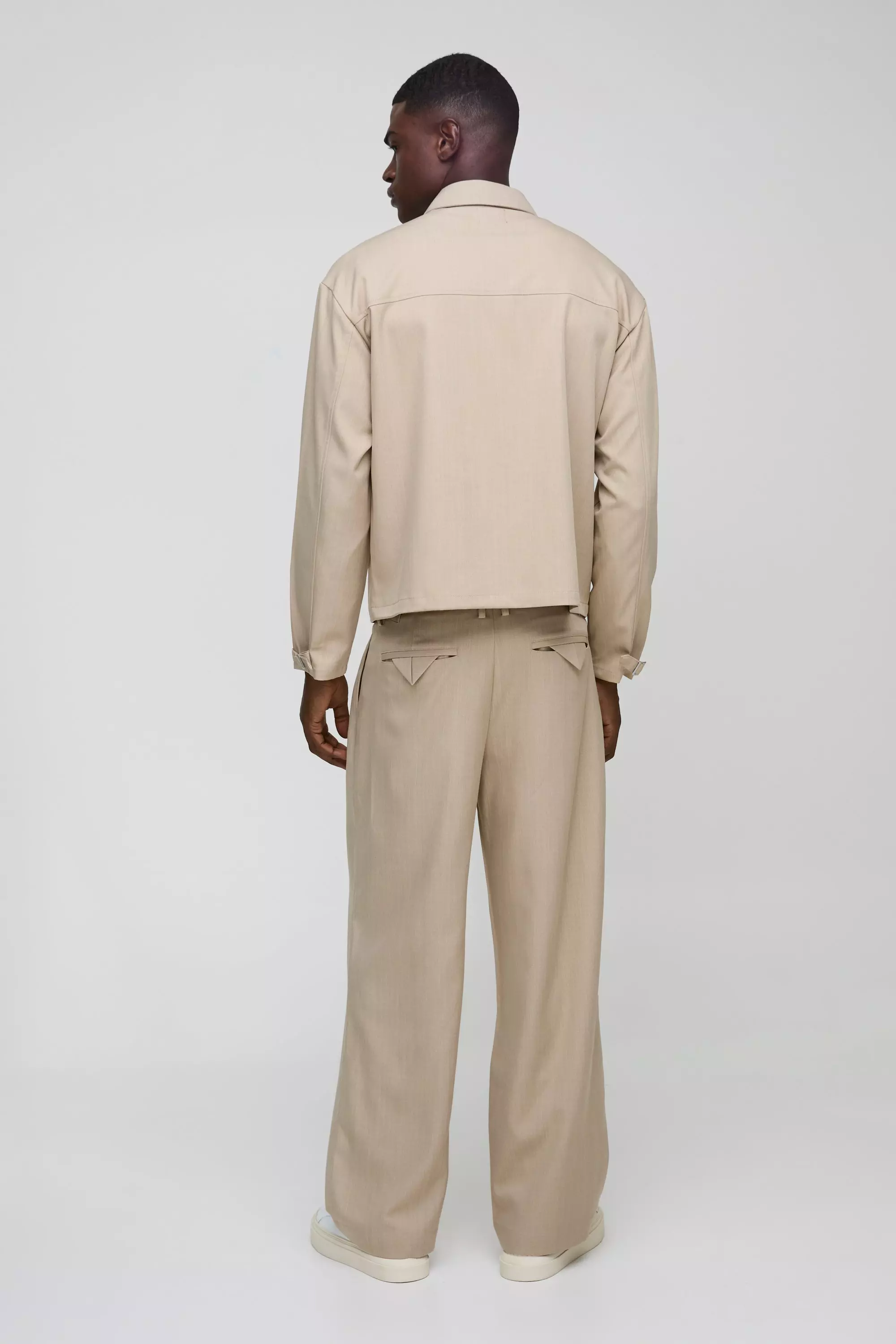 Stone Brede Getailleerde Broek Met Textuur alternatieve afbeelding