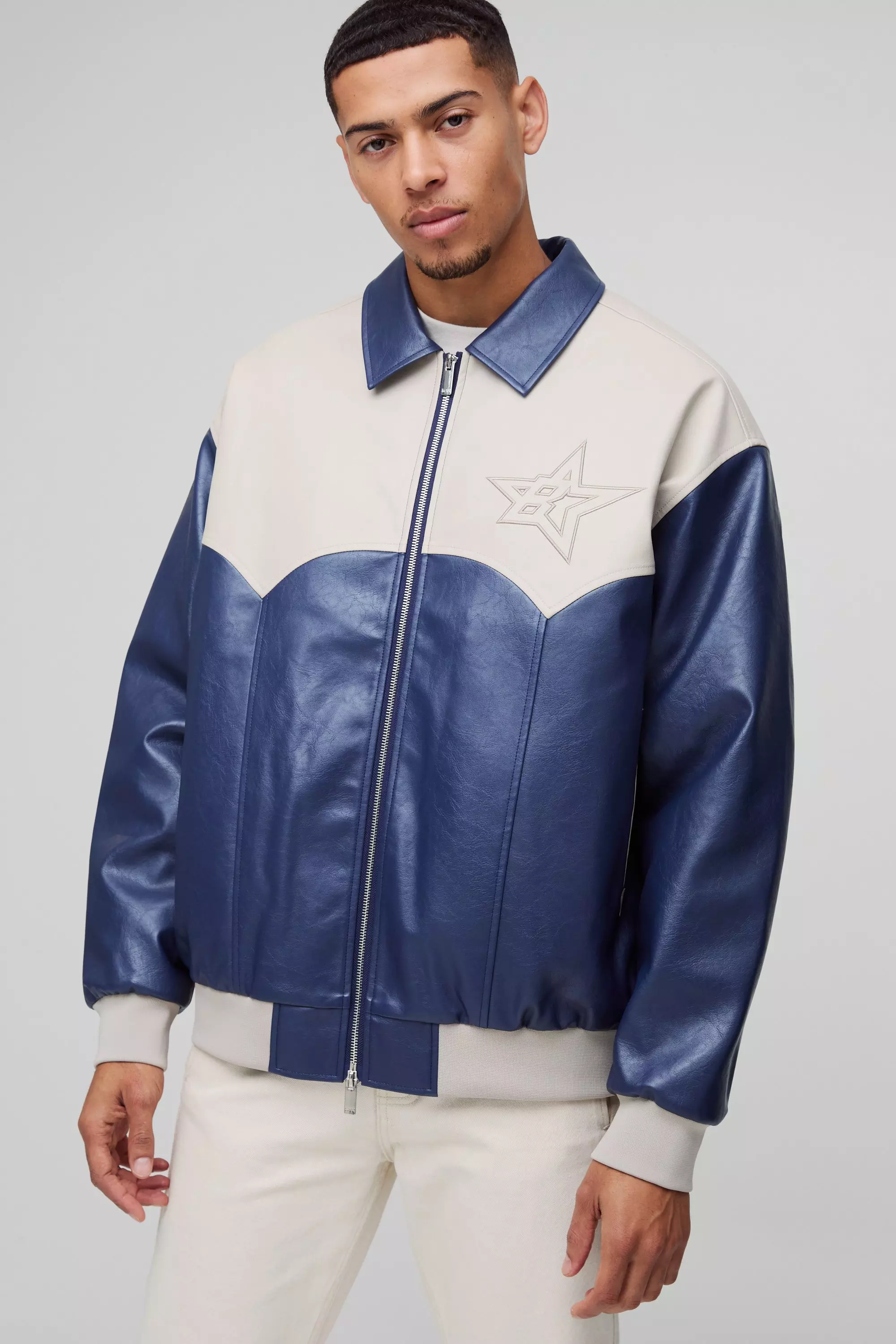 Bomber oversize à empiècements, Blue autre image