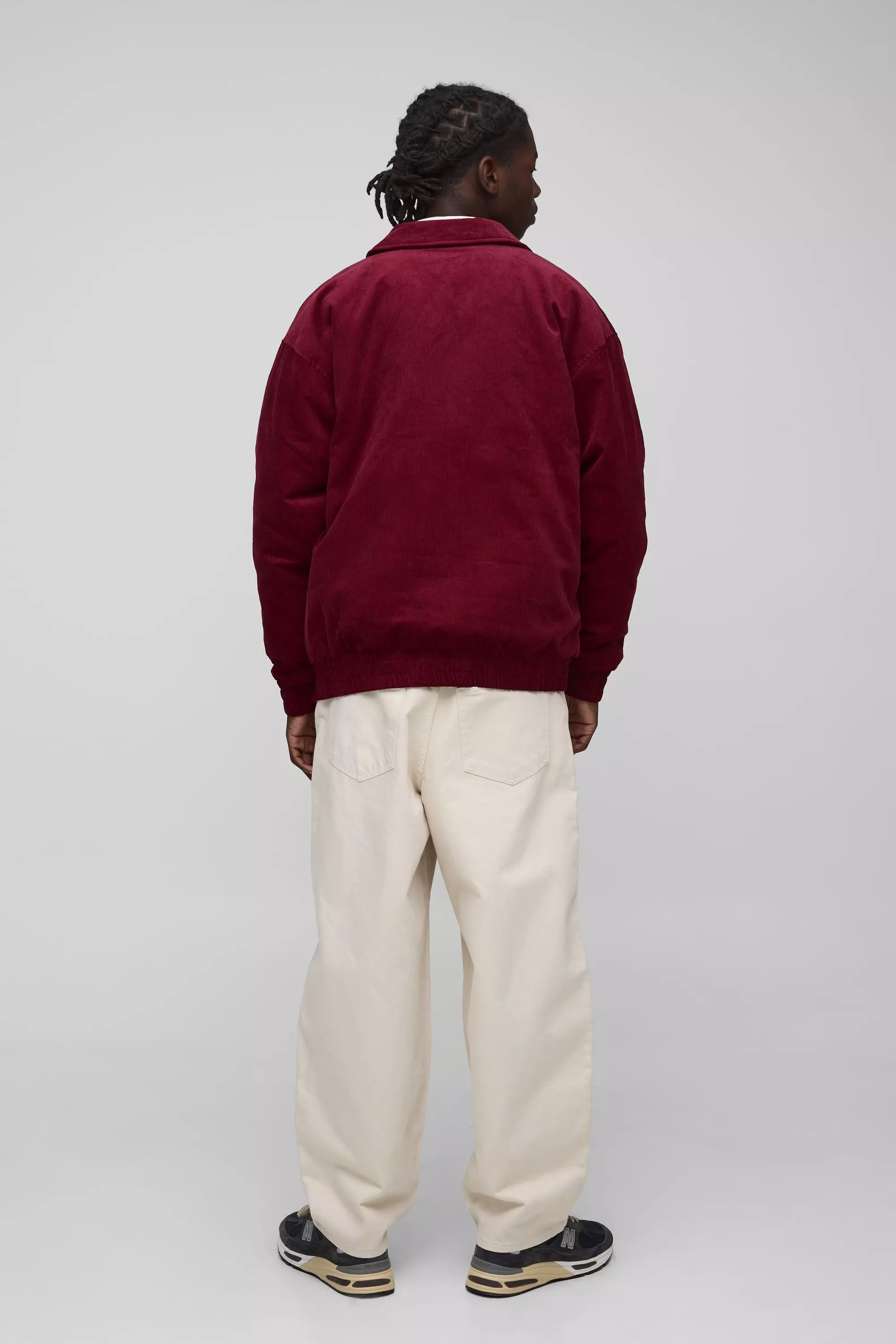 Burgundy Oversized Man Cord Varsity Jacket alternative image