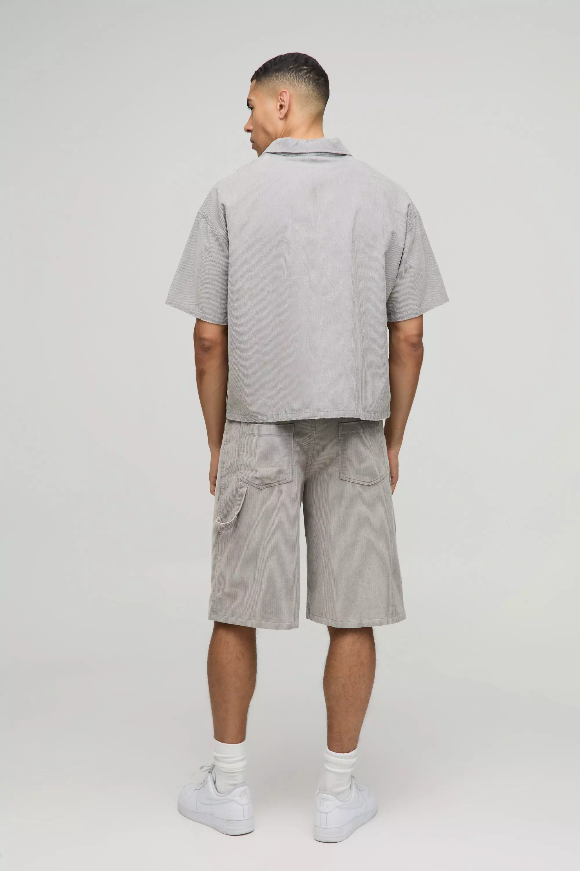 Grey Acid Wash Carpenter Corduroy Jorts alternative image