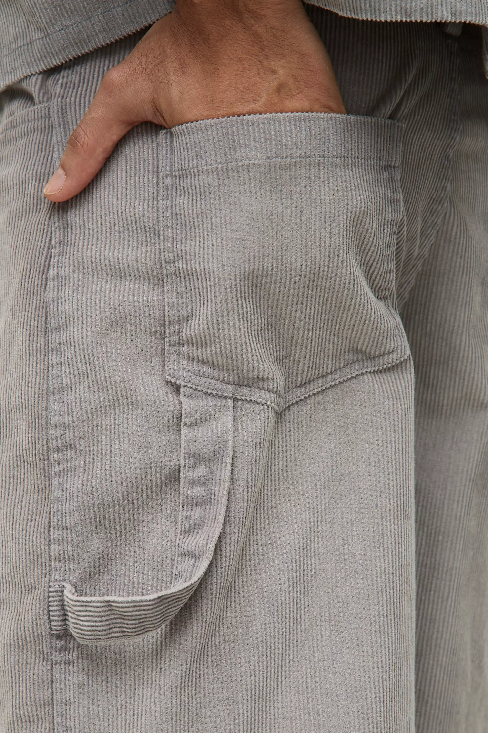 Grey Acid Wash Carpenter Corduroy Jorts alternative image