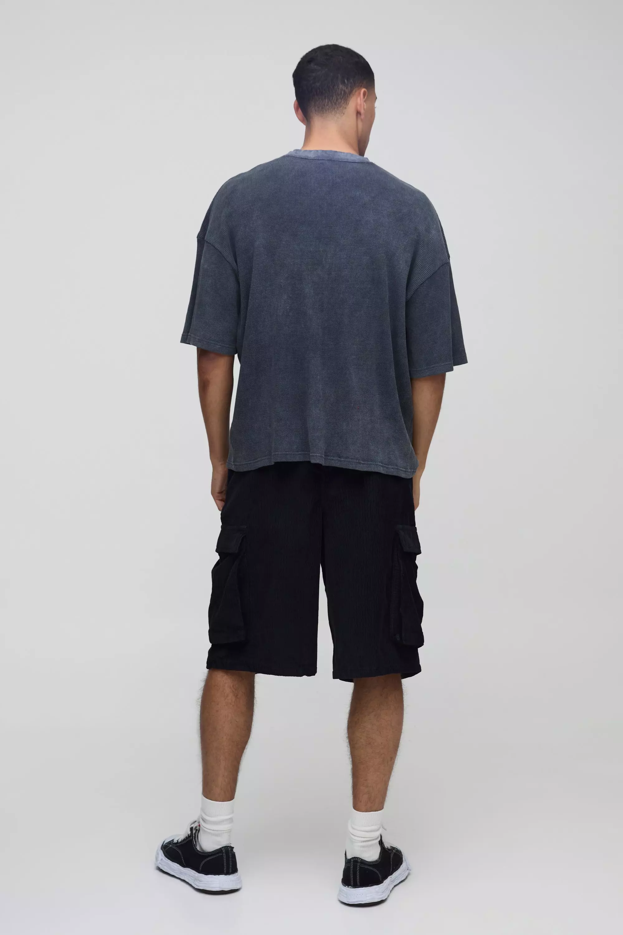 Lockere Cord Cargo-Shorts mit elastischem Bund, Black alternatives Bild