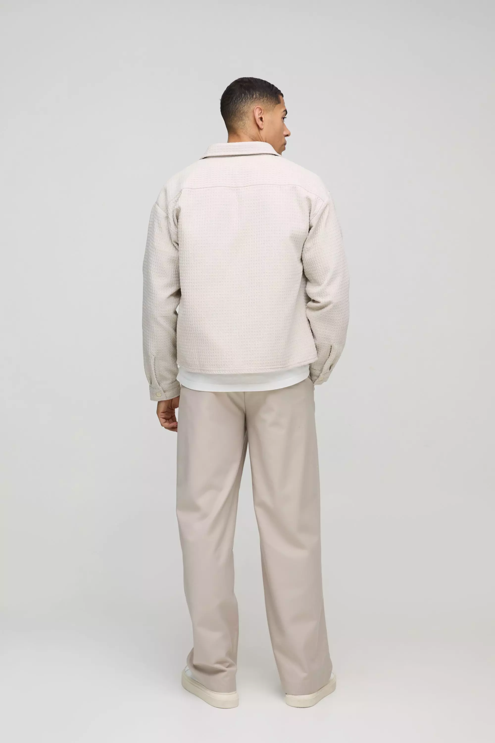 Stone Oversized Waffle Shirt Jacket alternative image