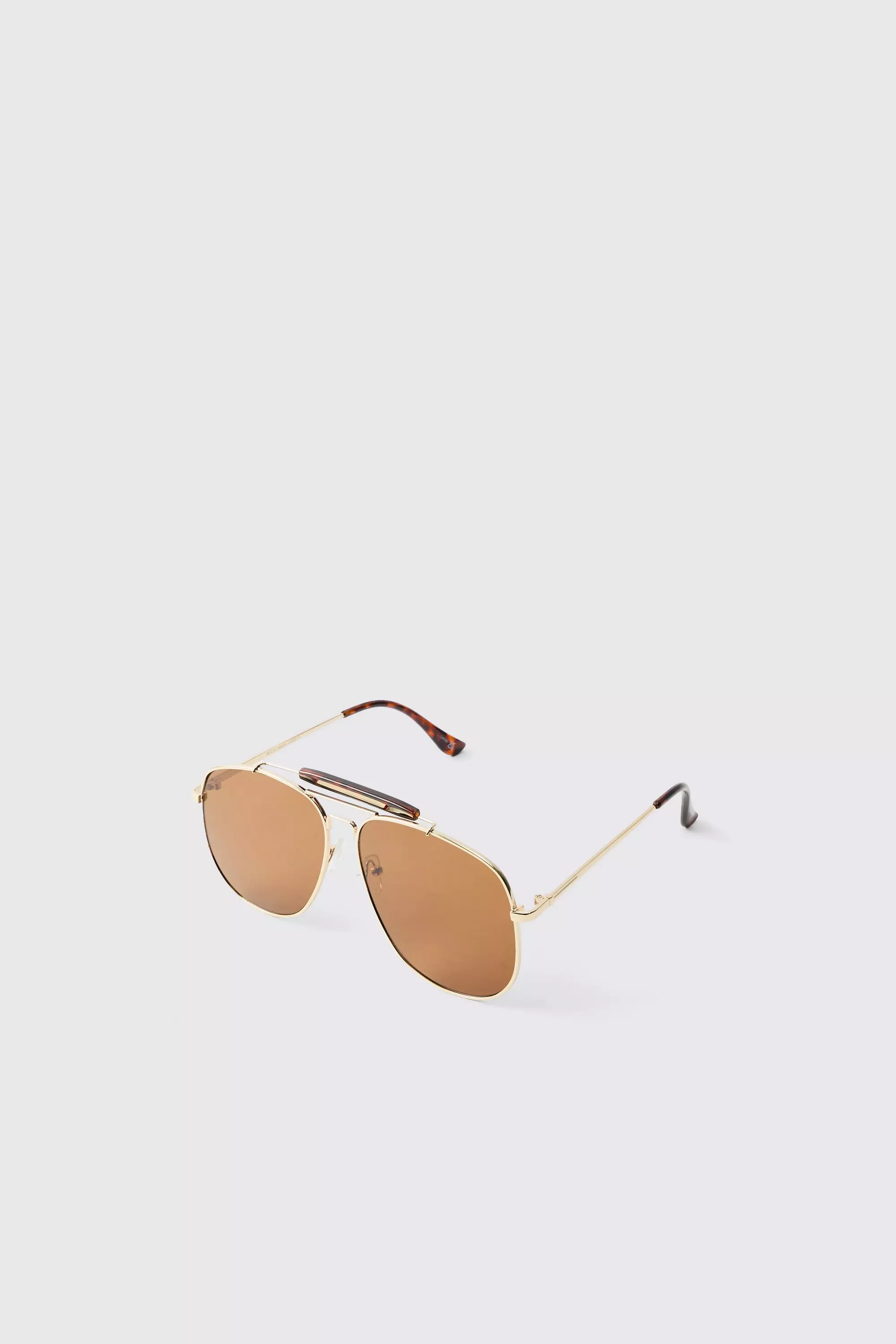 Gold Tortoise Detail Aviator Sunglasses alternative image