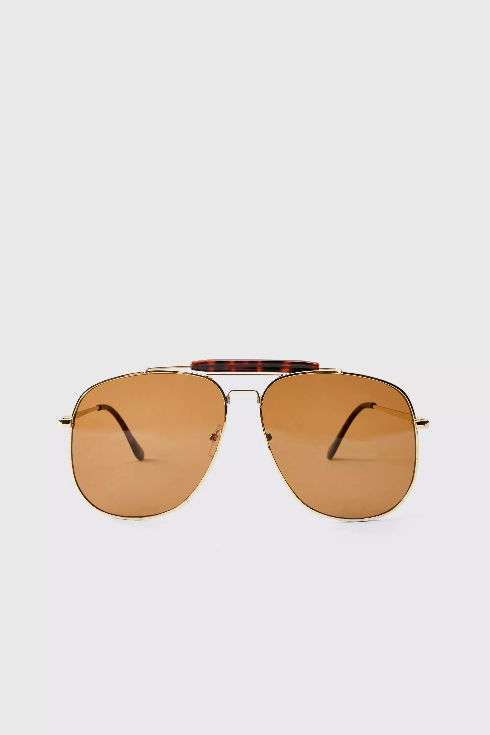 Gold Tortoise Detail Aviator Sunglasses alternative image
