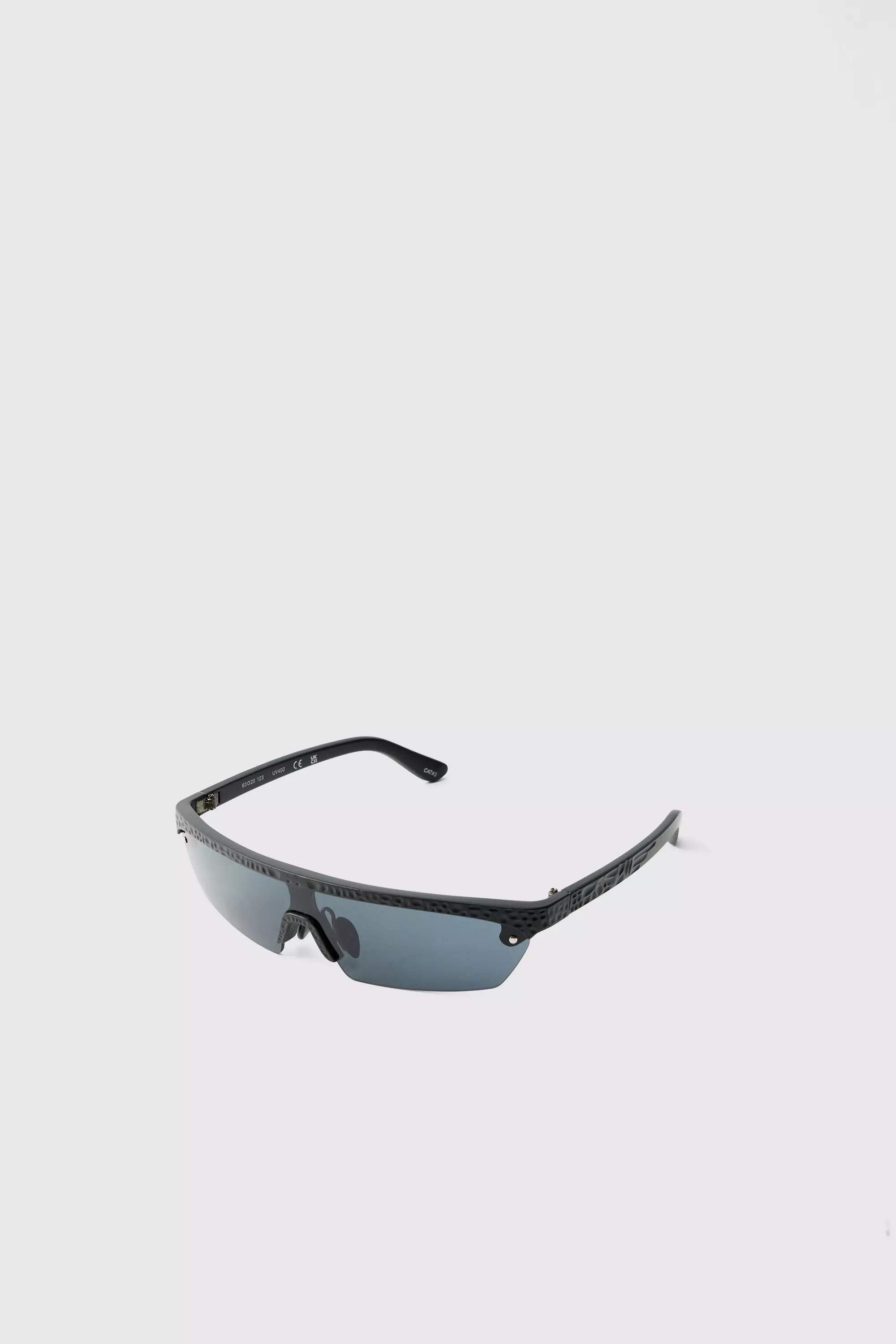 Occhiali Da Sole Neri In Plastica Con Visiera, Black immagine alternativa