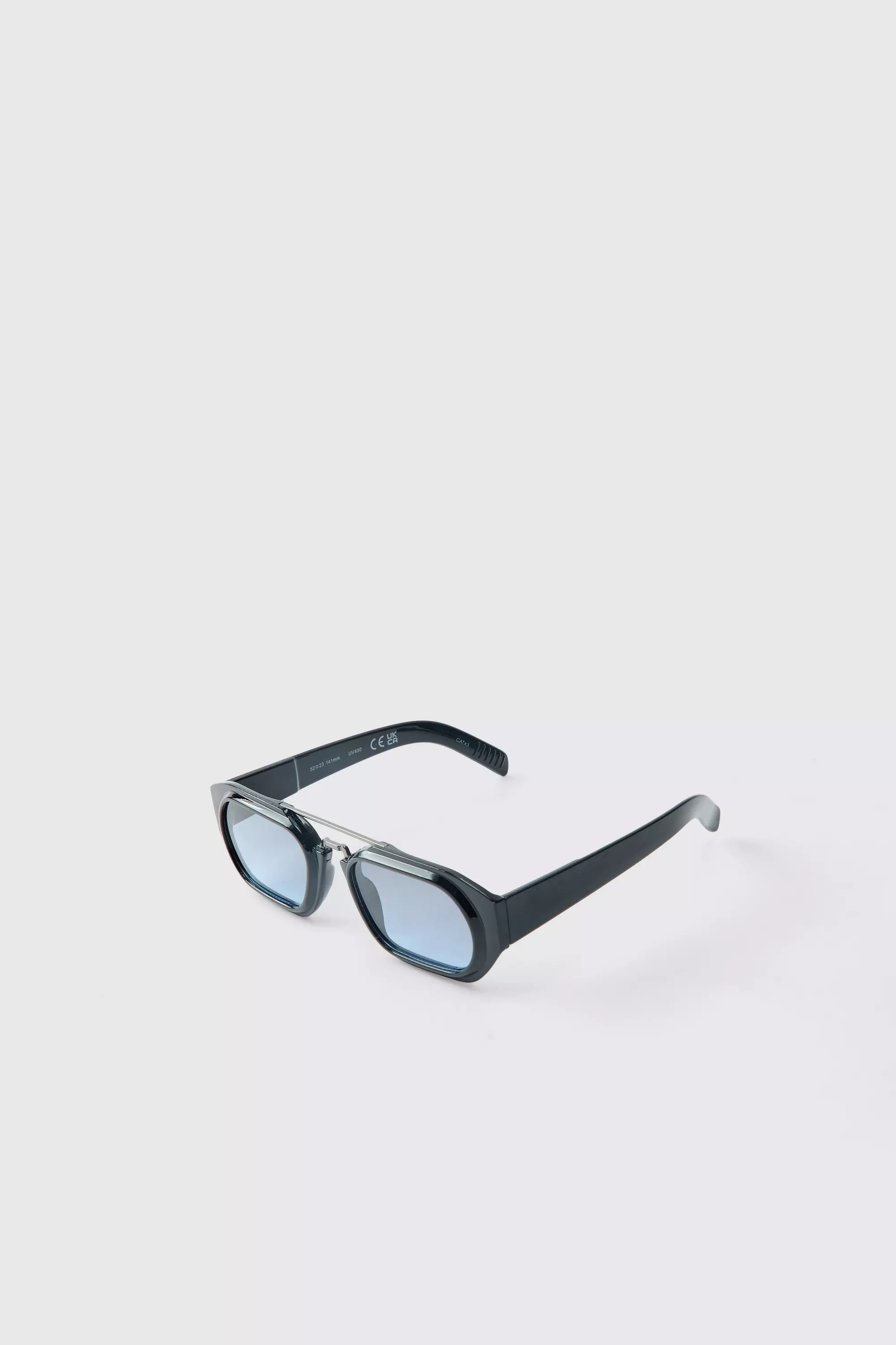 Retro Metal Detail Sunglasses Black