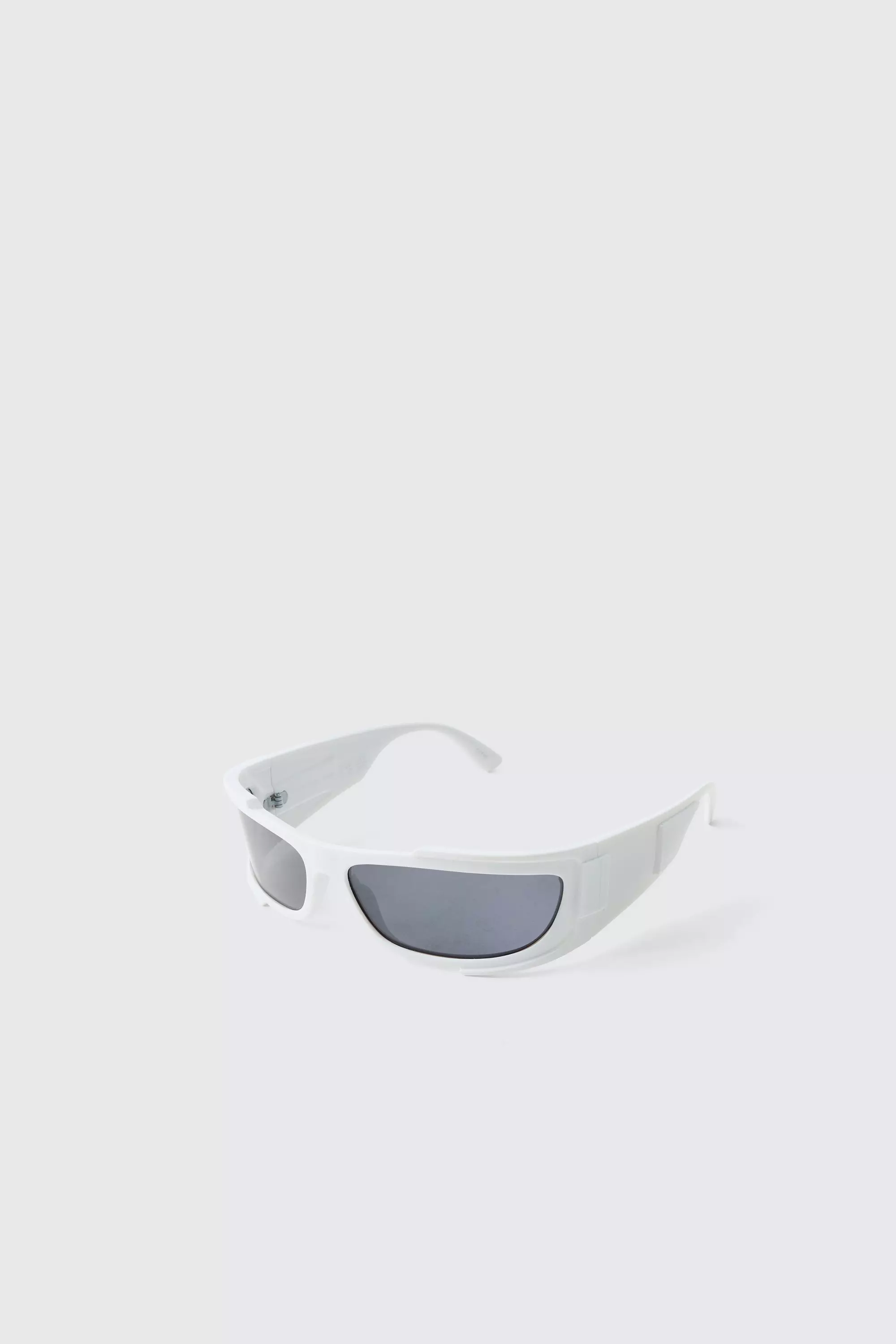 White Rectangular Plastic Sunglasses White