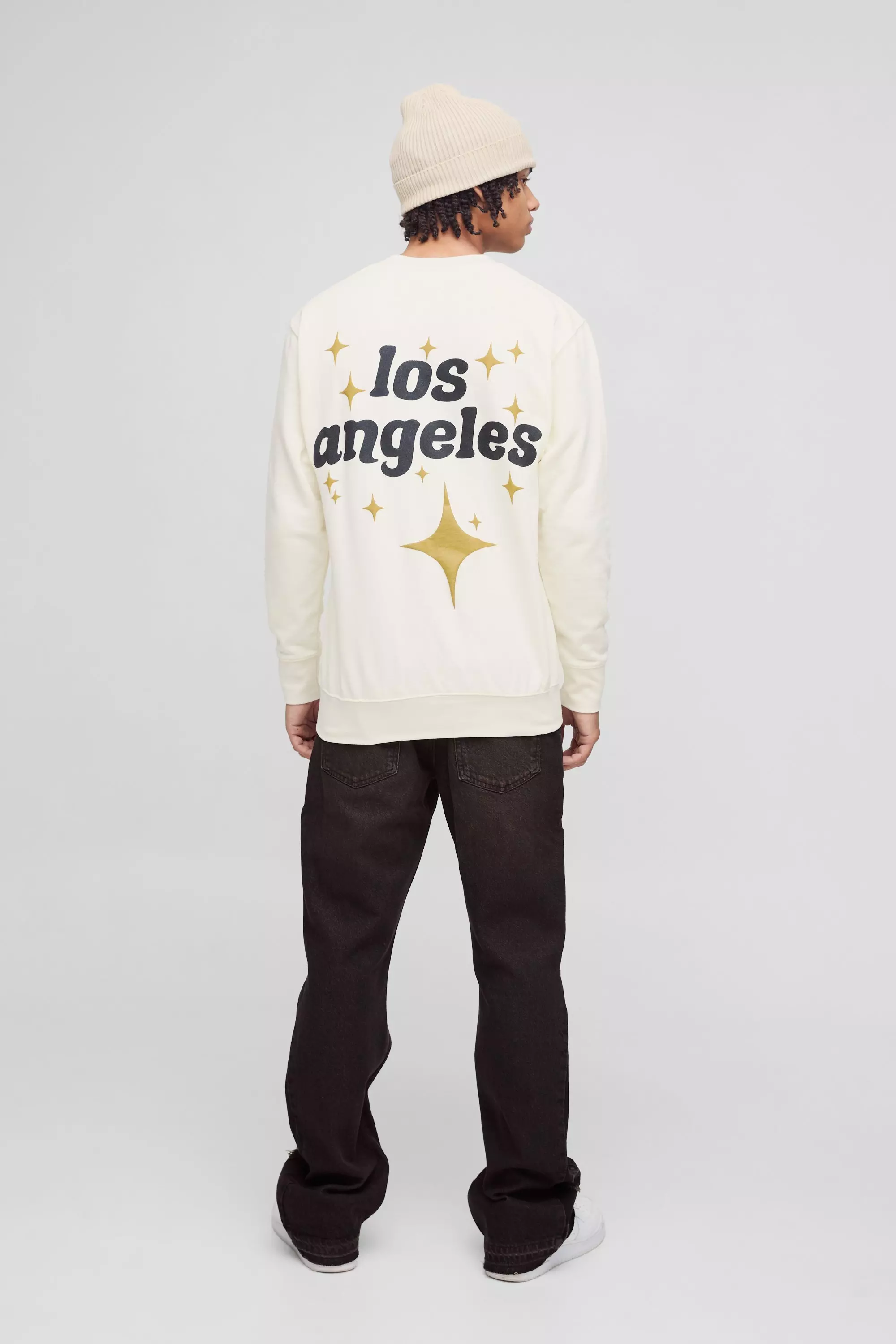 Ecru Oversized Los Angeles Puff Print Sweatshirt alternative image