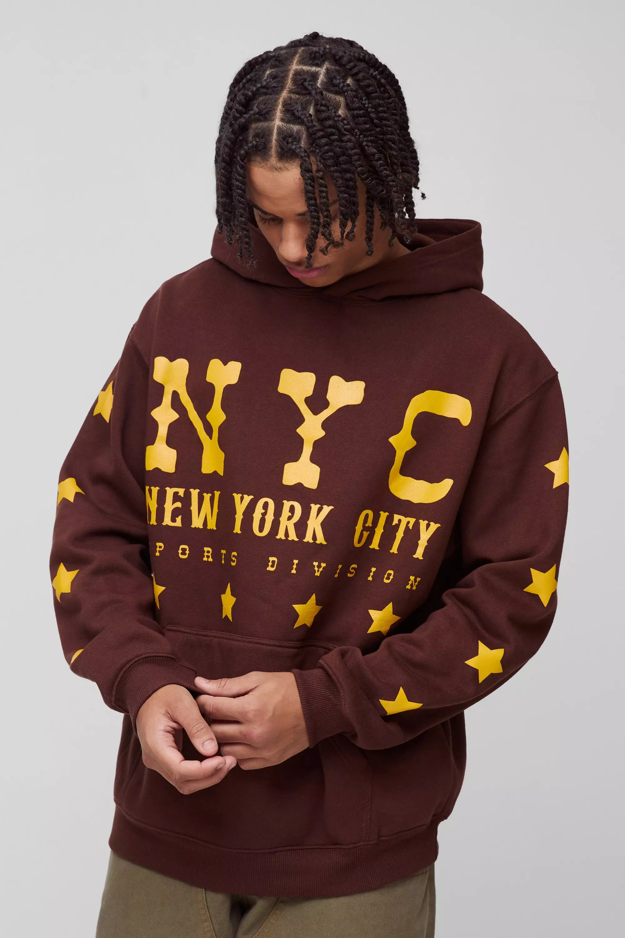 Oversized Washed NYC Western Star Graphic Hoodie boohooMAN USA