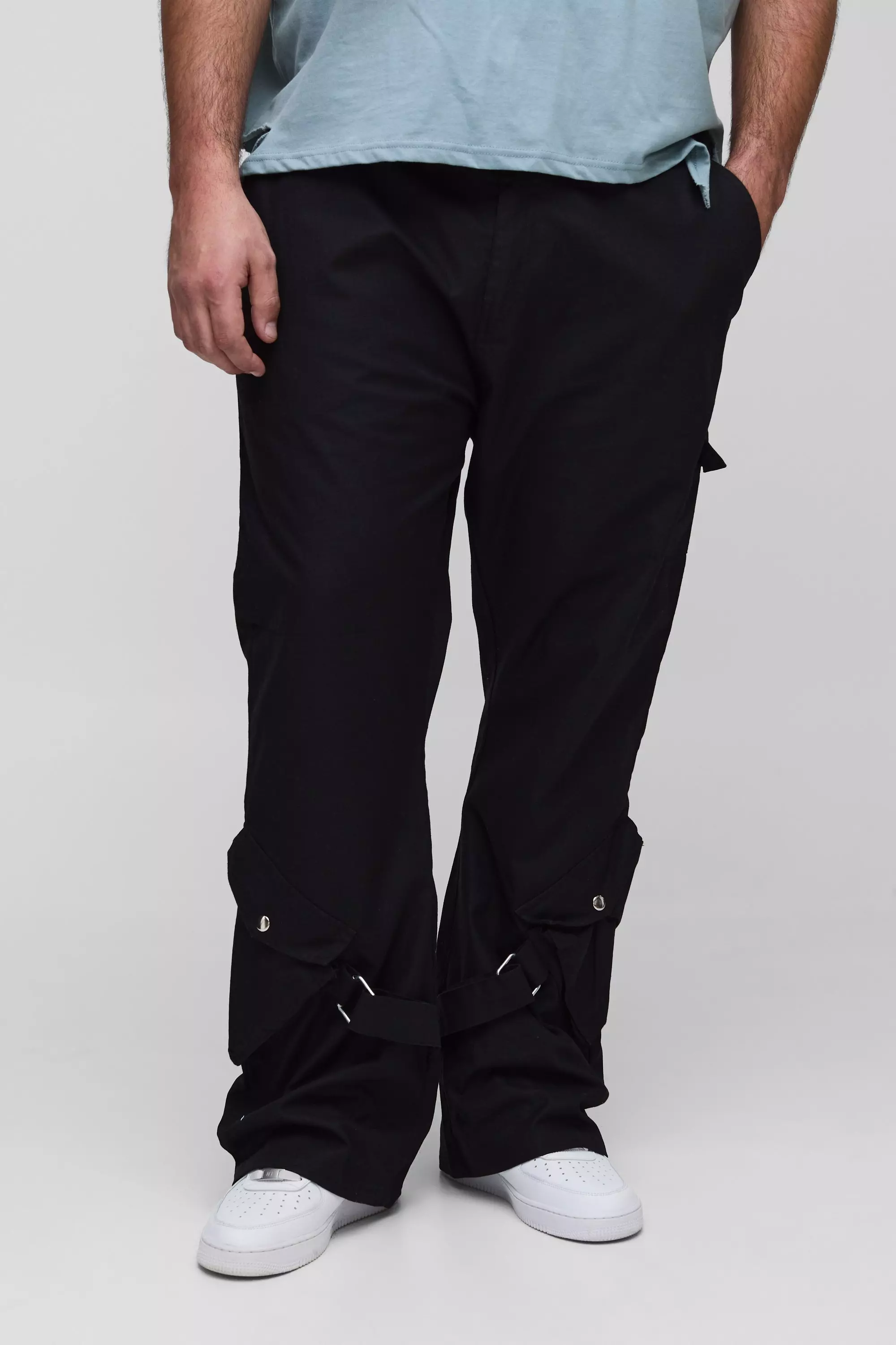 Black Plus Elasticated Waist Buckle Hem Detail Pants alternative image