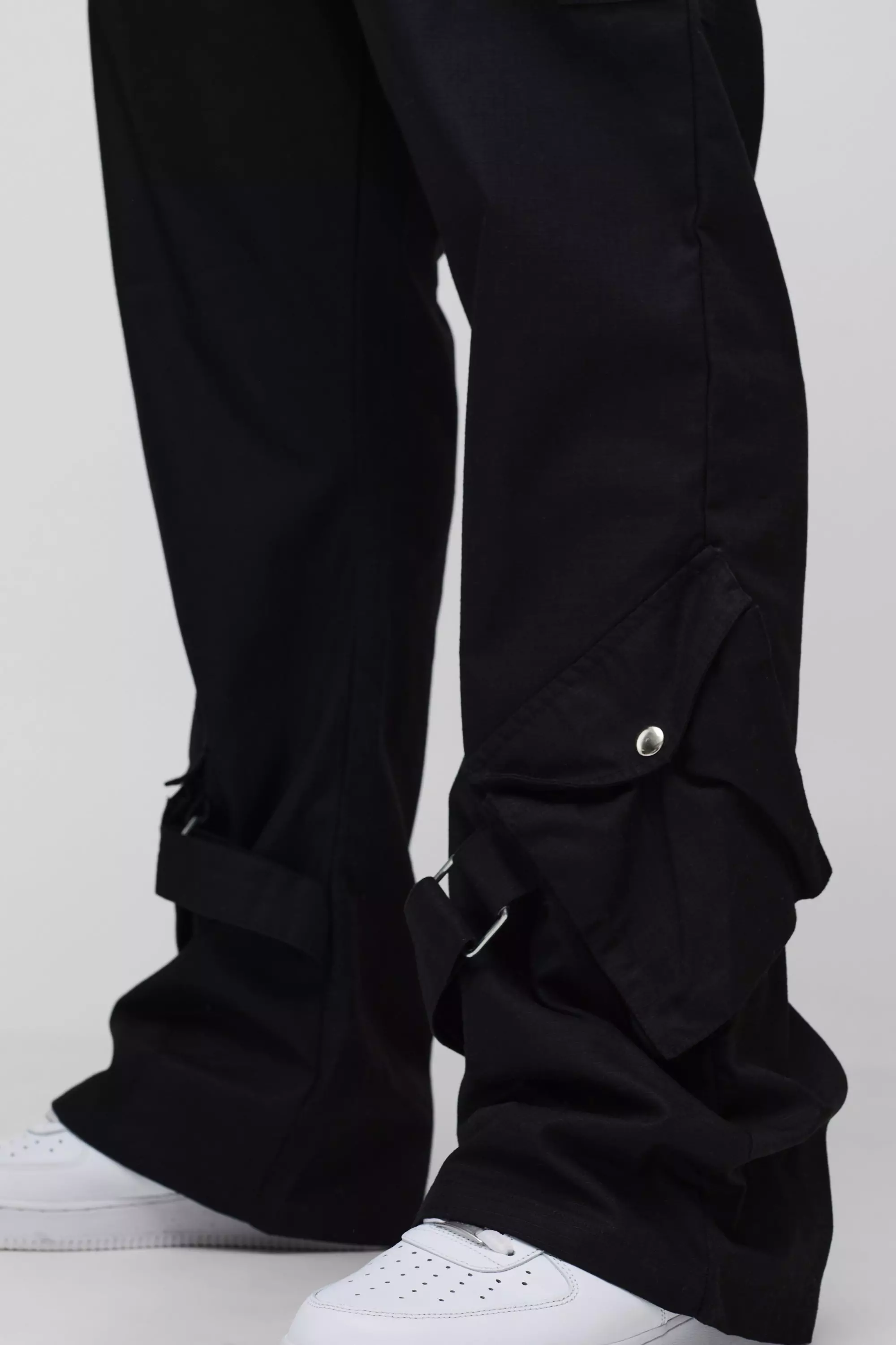 Black Plus Elasticated Waist Buckle Hem Detail Pants alternative image