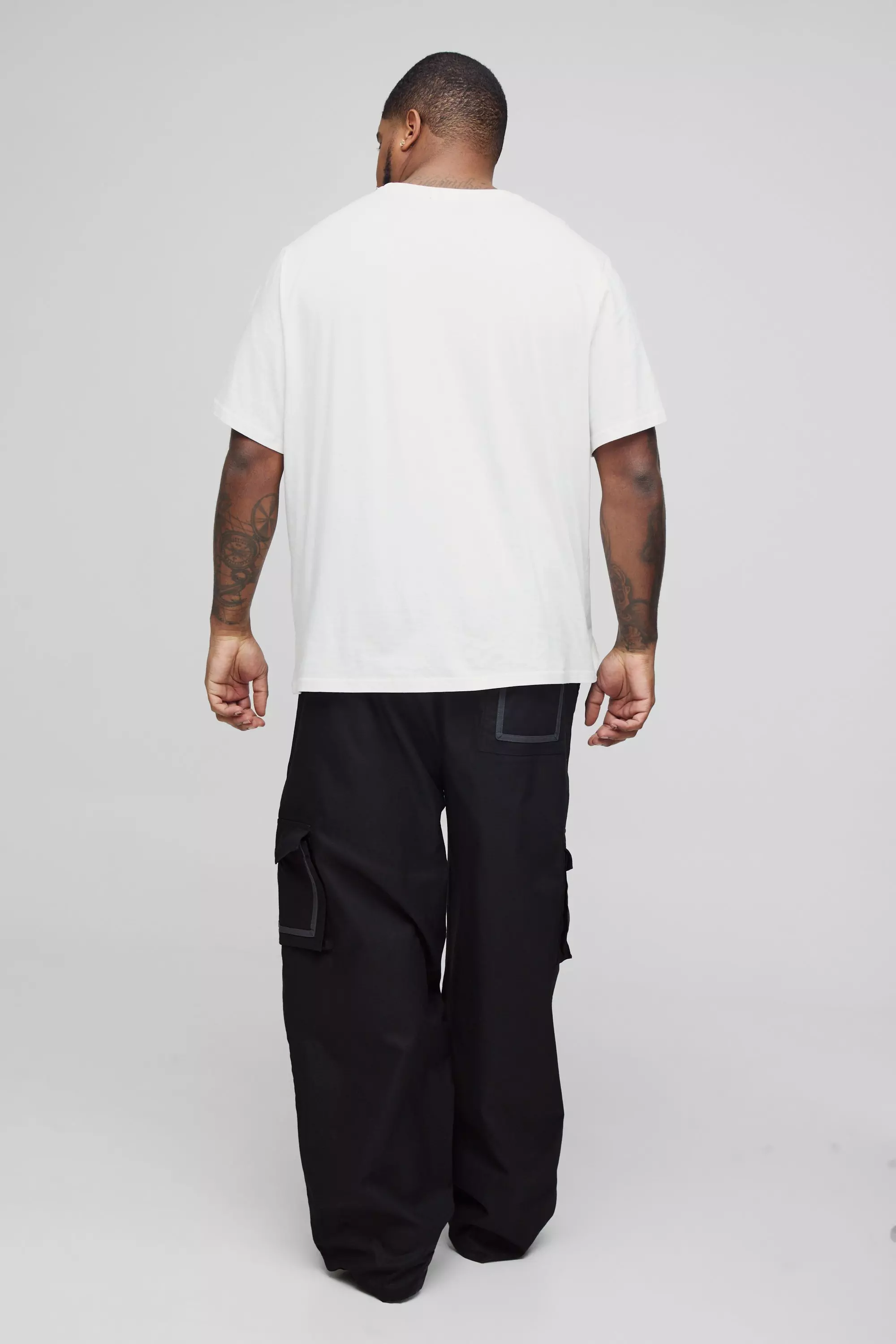 Grande taille - Pantalon cargo large à déchirures, Black autre image