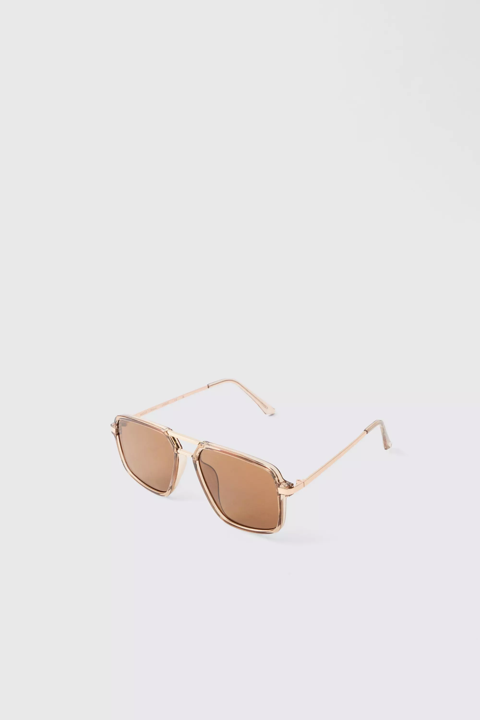 Plastic Brown Navigator Sunglasses Brown