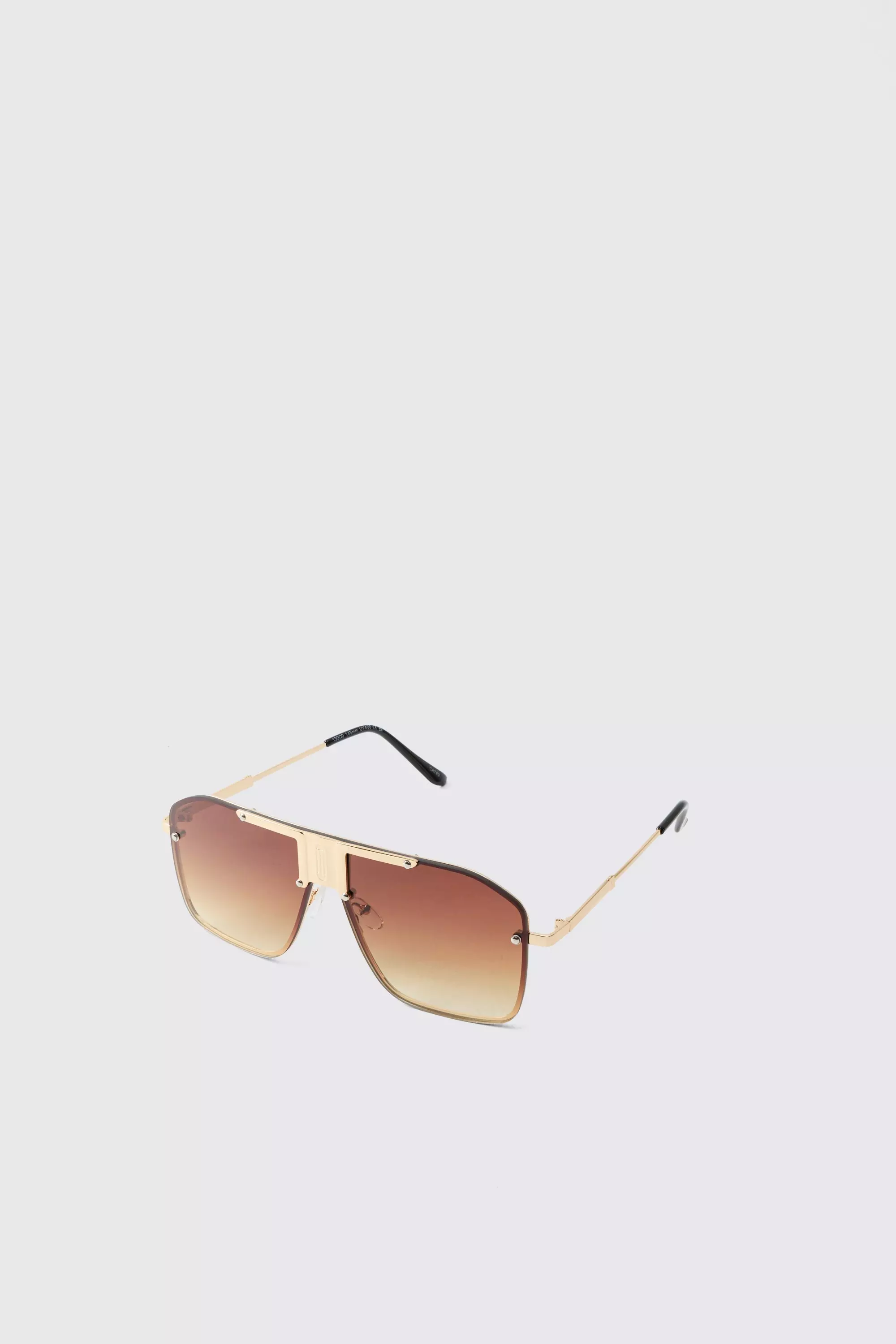 Metal Detail Visor Sunglasses Brown