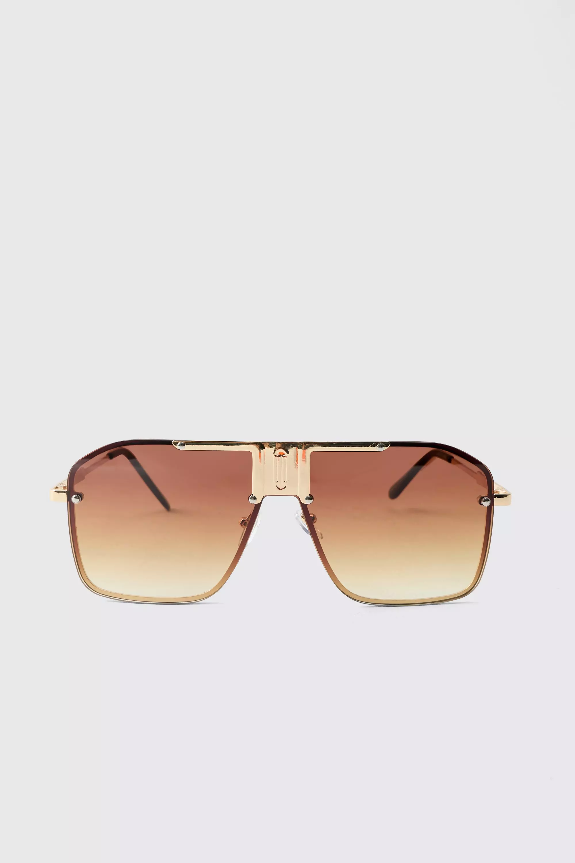 Visor-Sonnenbrille mit Metall-Detail, Brown alternatives Bild