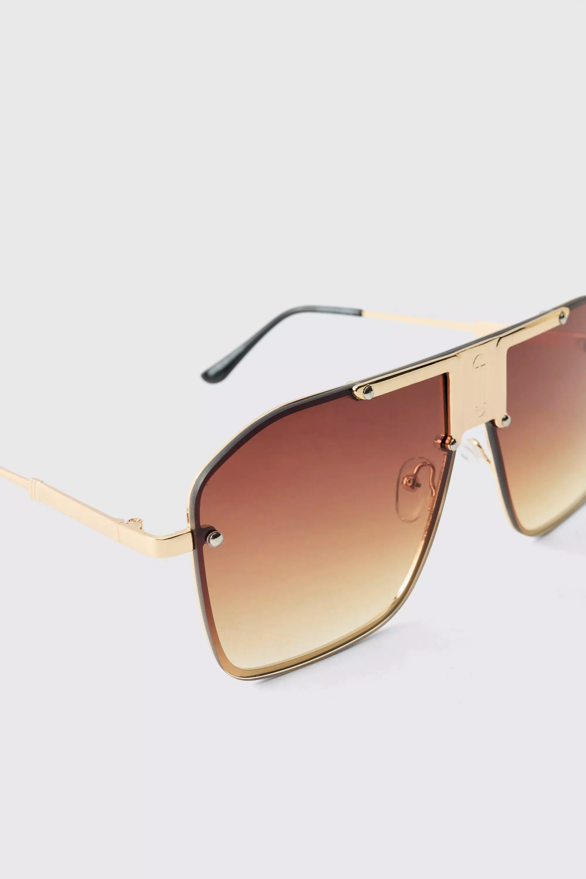Visor-Sonnenbrille mit Metall-Detail, Brown alternatives Bild