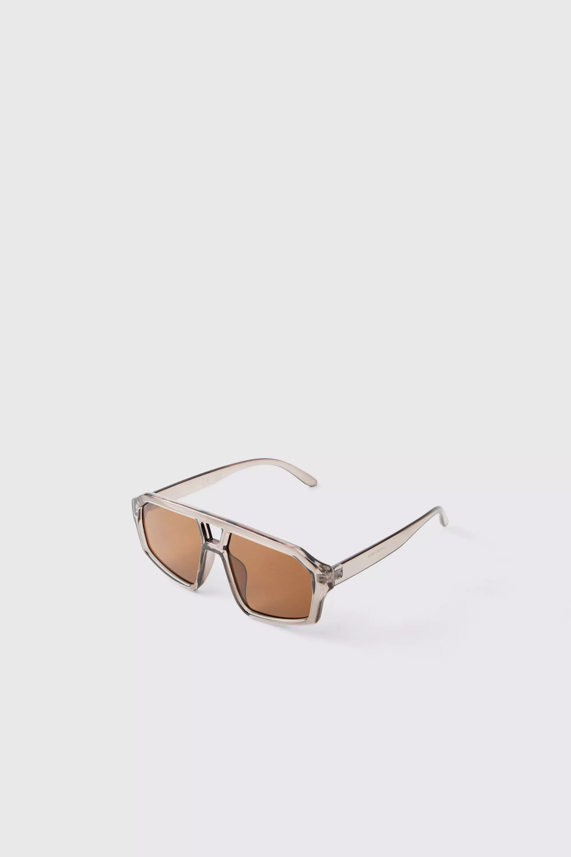 Plastic Grey Navigator Sunglasses Grey