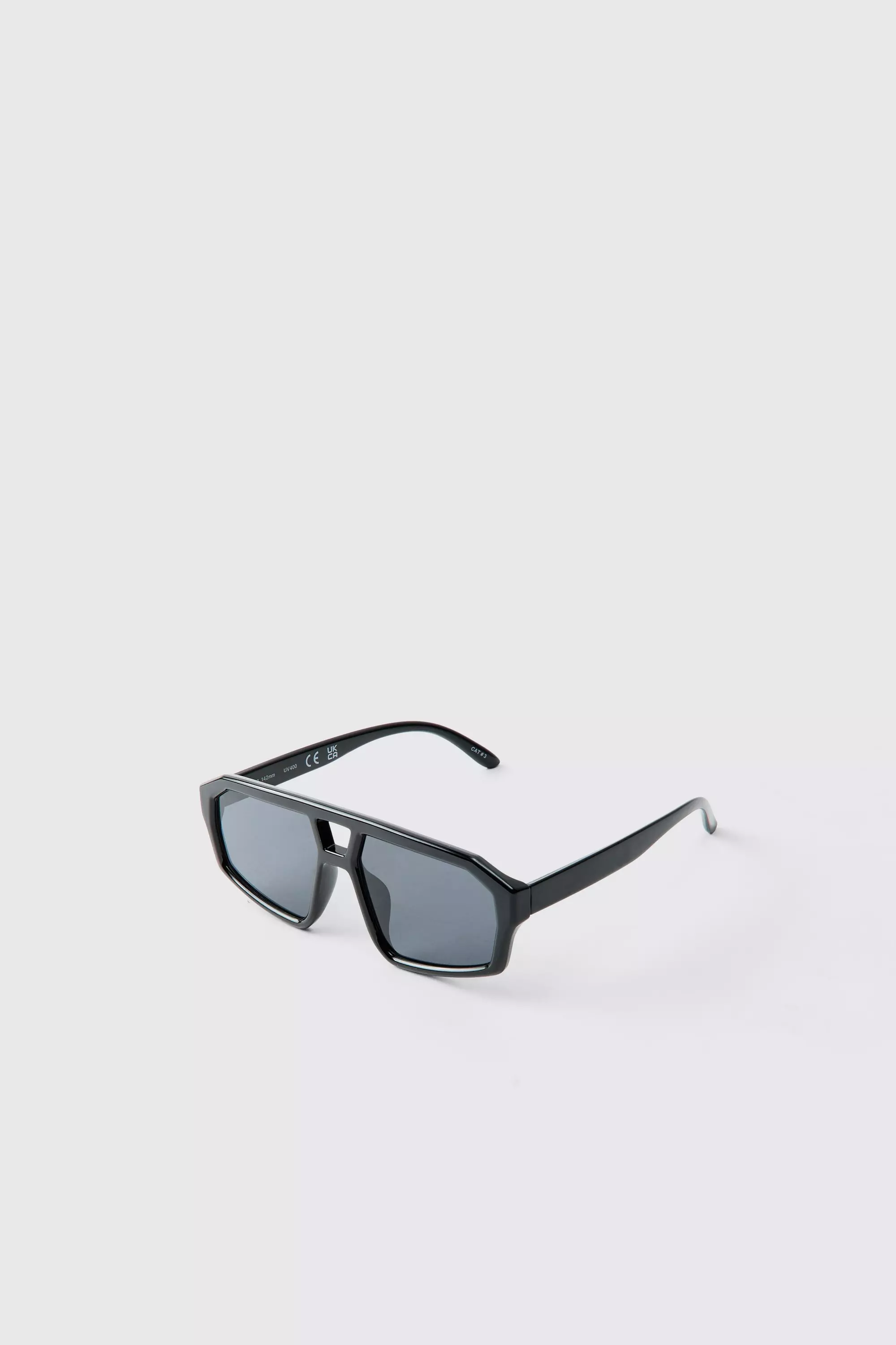 Black Zwarte Plastic Navigator Zonnebril alternatieve afbeelding