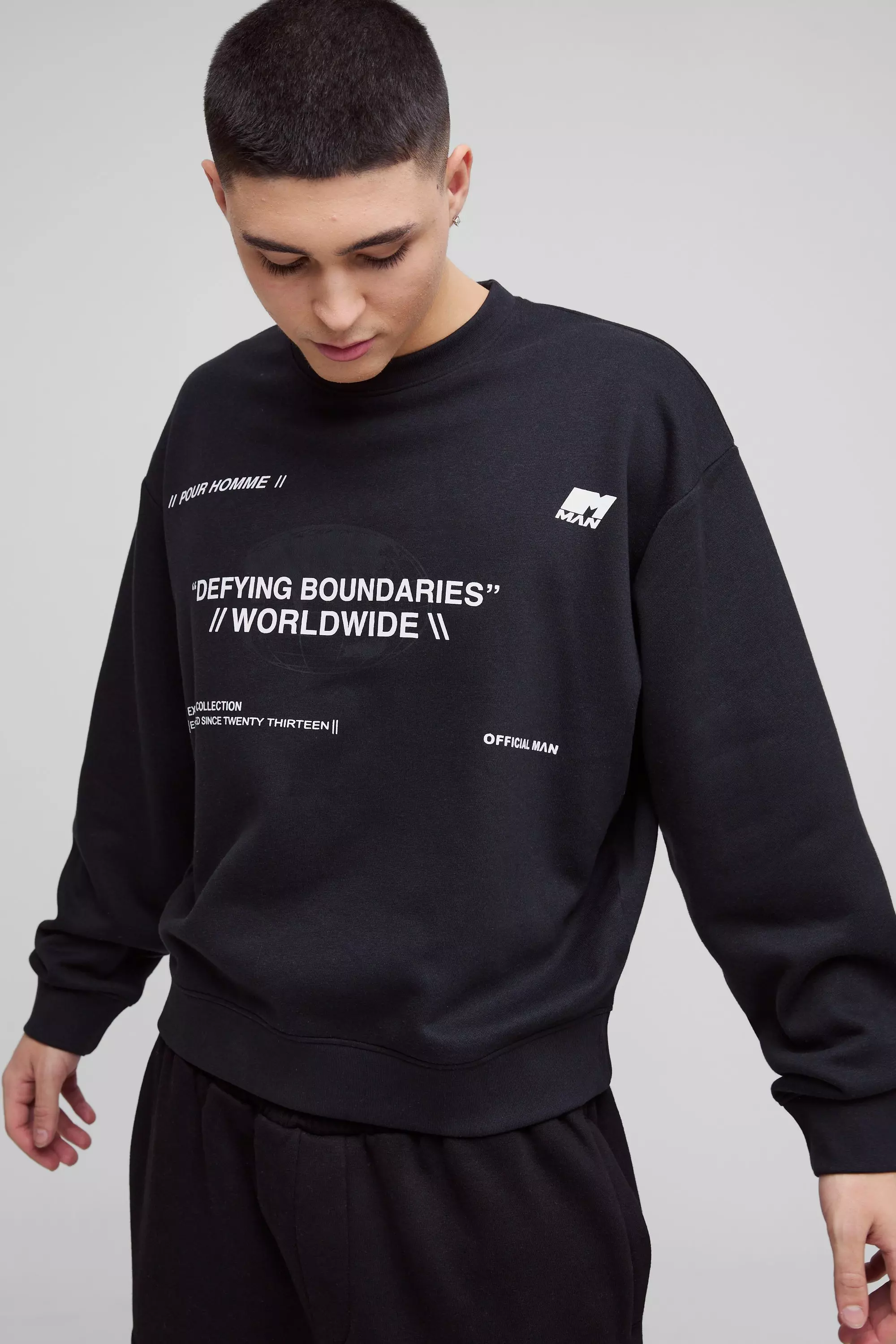 Black Oversized Boxy Multi Branded Print Sweatshirt alternative image