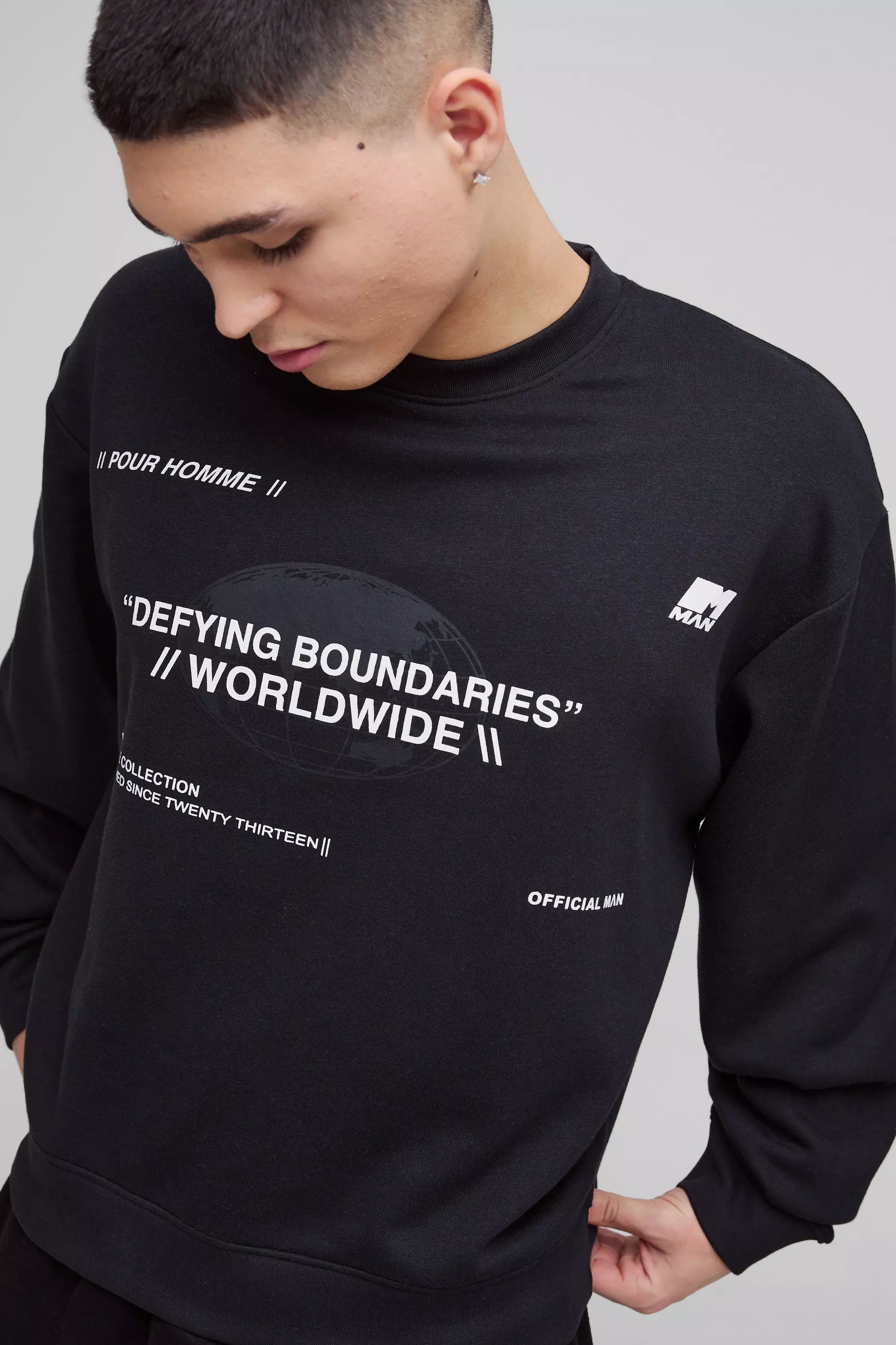 Black Oversized Boxy Multi Branded Print Sweatshirt alternative image