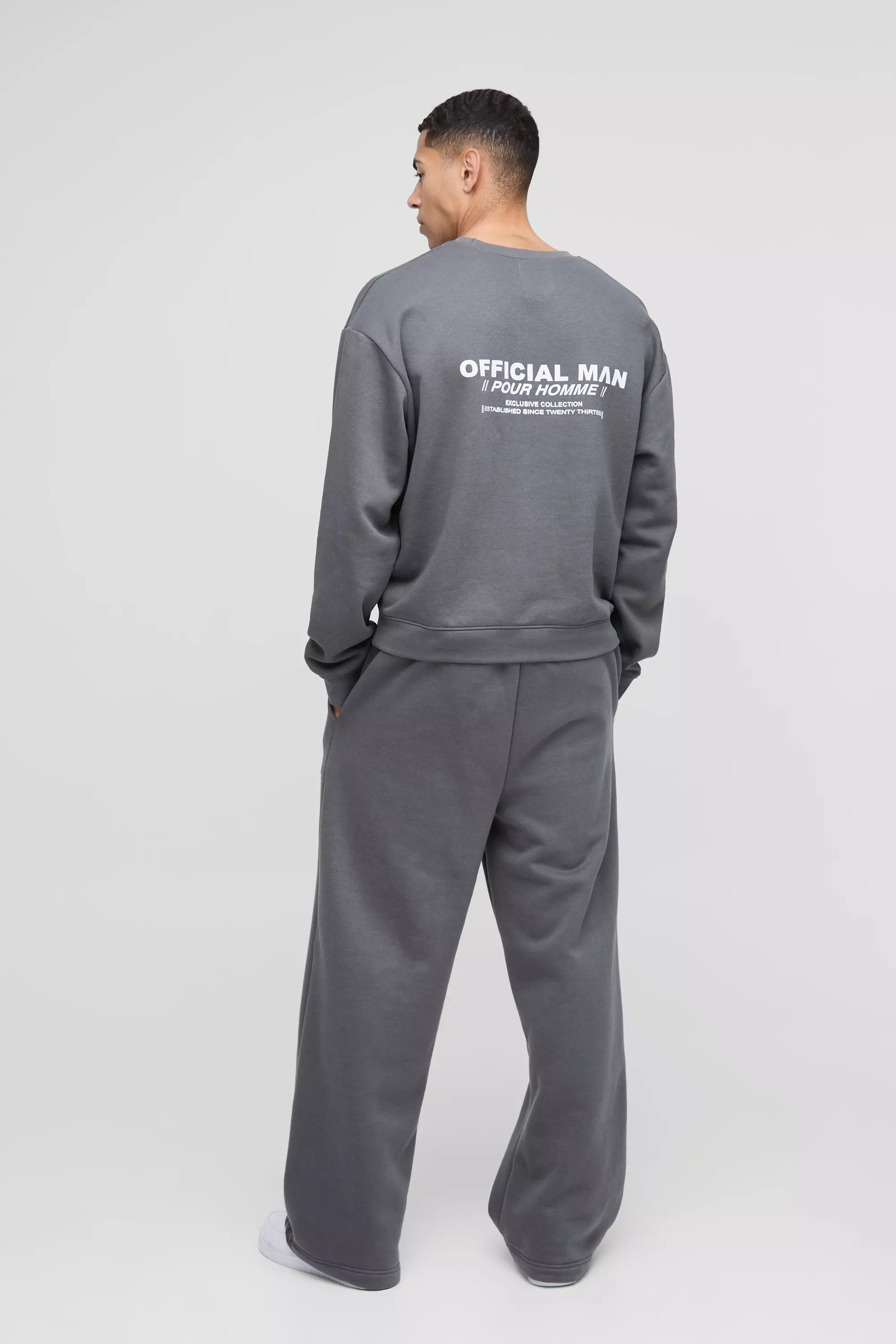 Felpa Squadrata Oversize Con Stampa Di Logo, Charcoal immagine alternativa