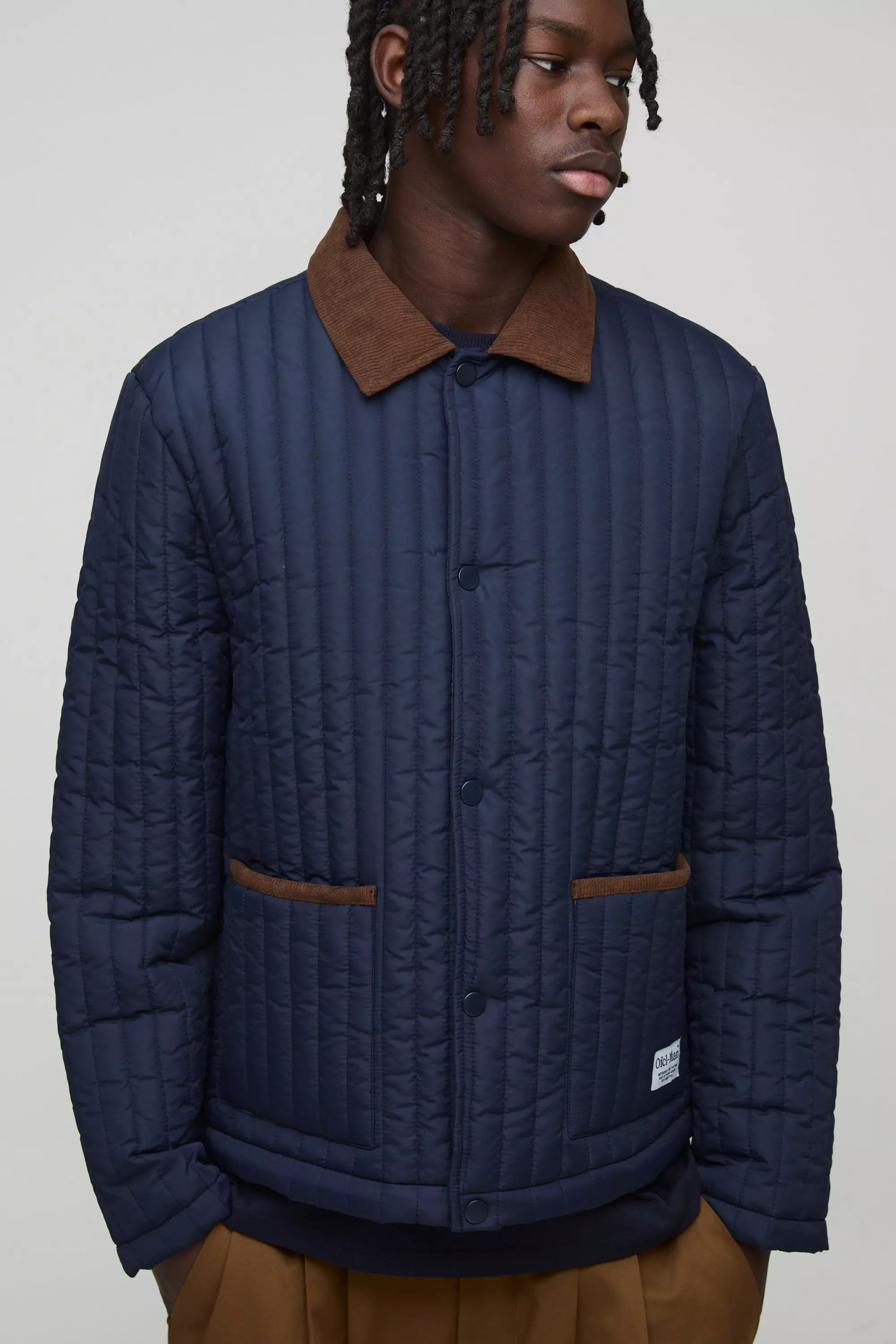 Navy Regular Lightweight Quilted Coach Jacket