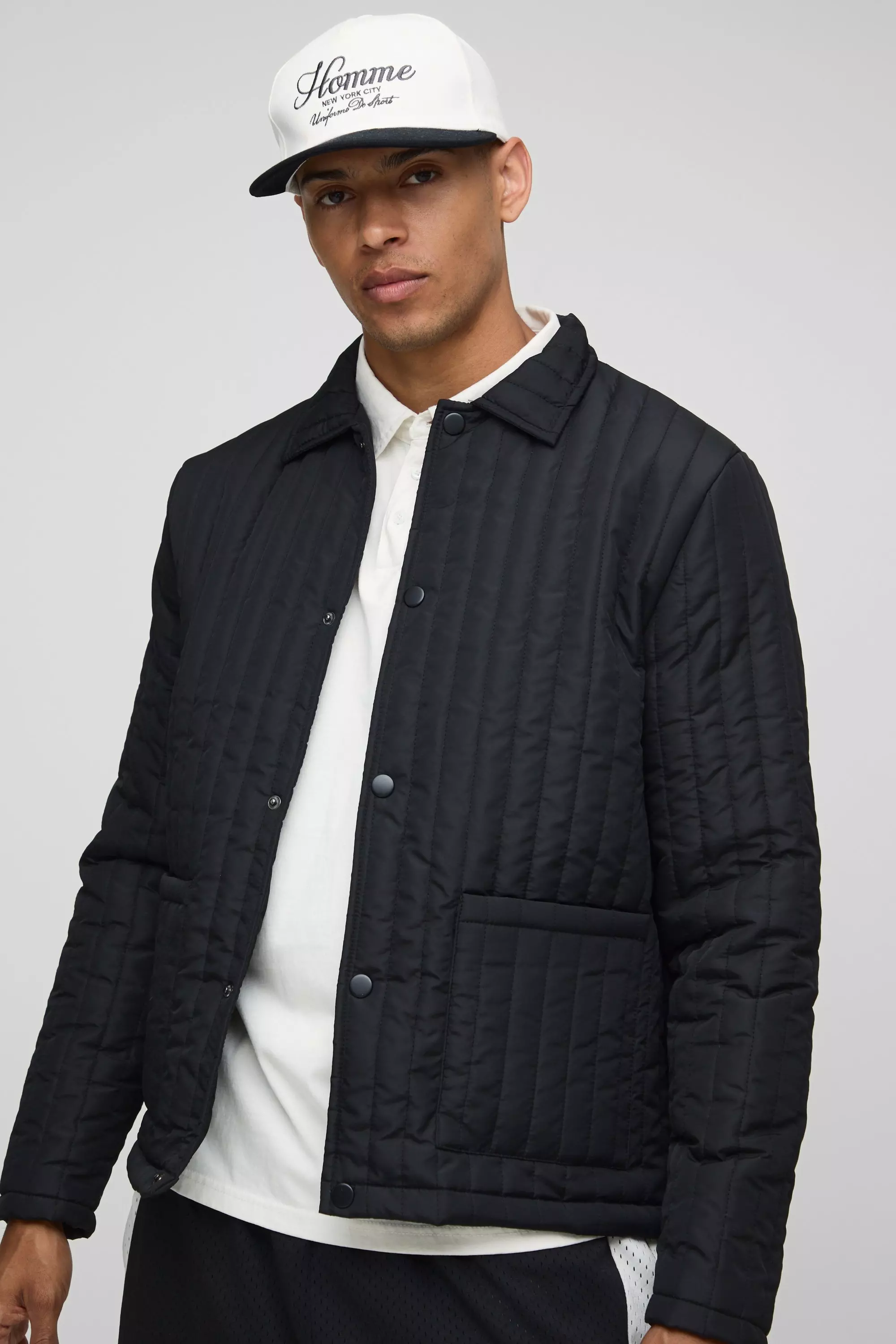 Regular Fit Quilted Harrington Jacket | boohooMAN AU