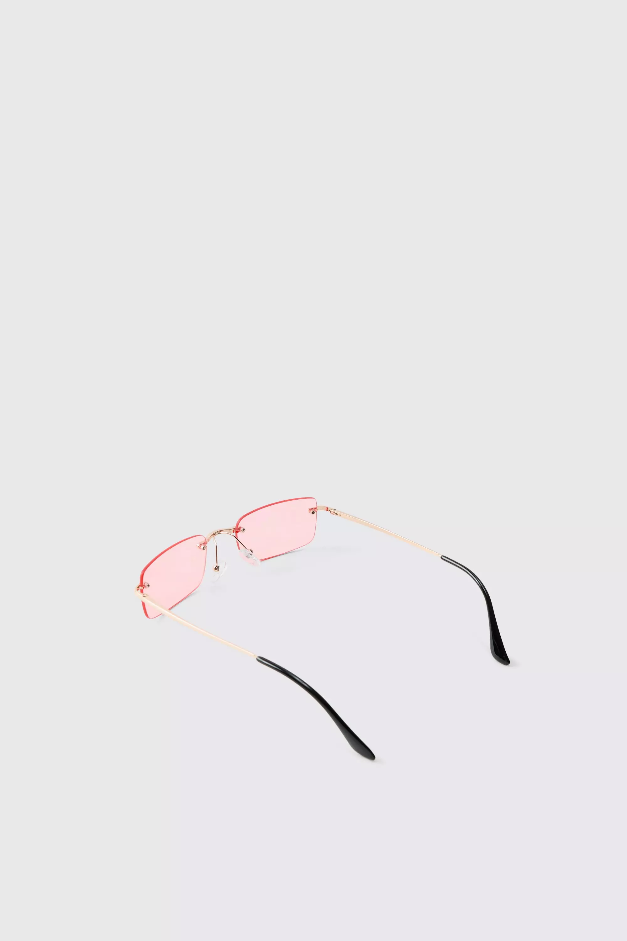 Lunettes de soleil rectangulaires sans bordures, Pink autre image
