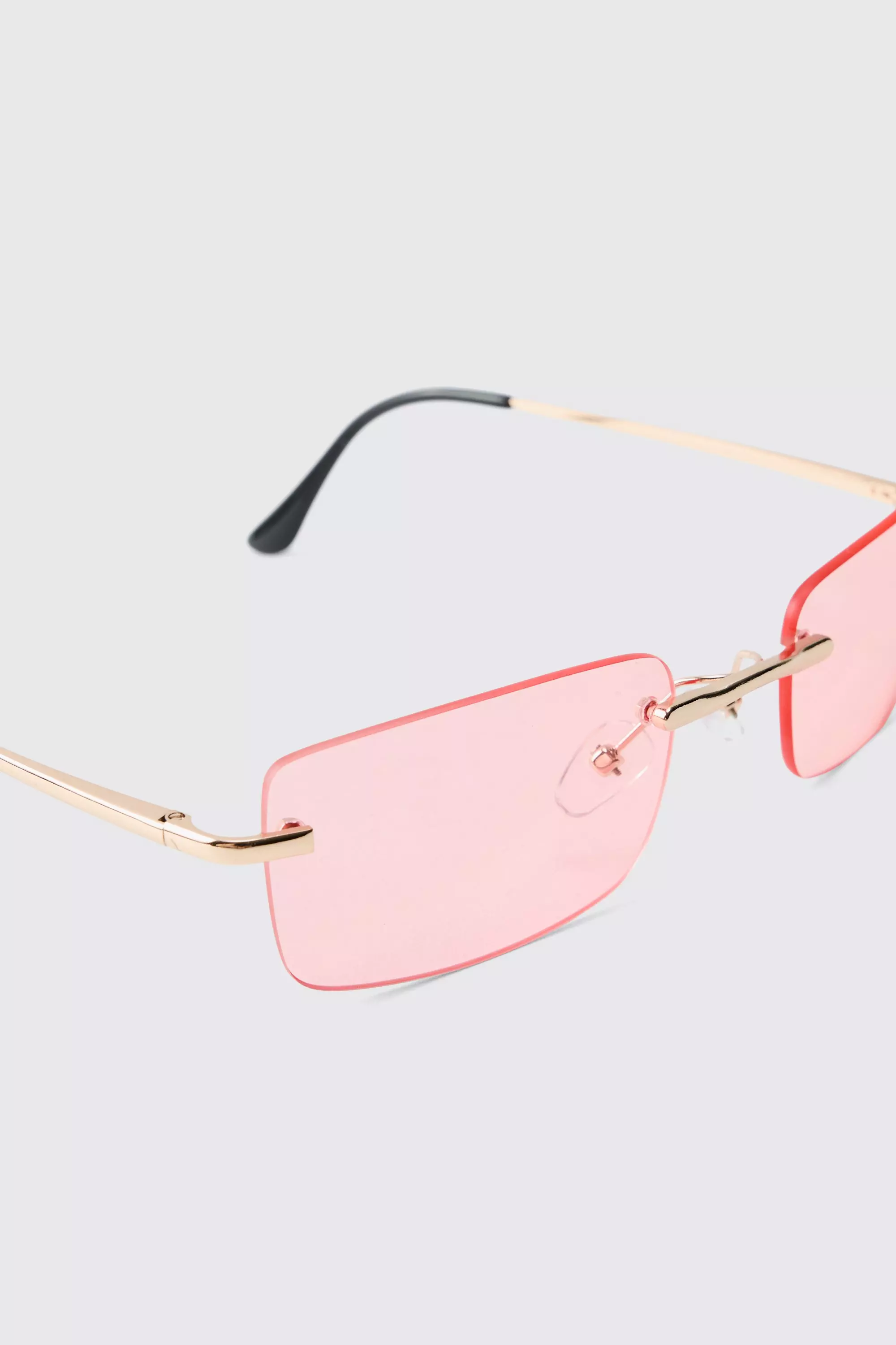 Lunettes de soleil rectangulaires sans bordures, Pink autre image