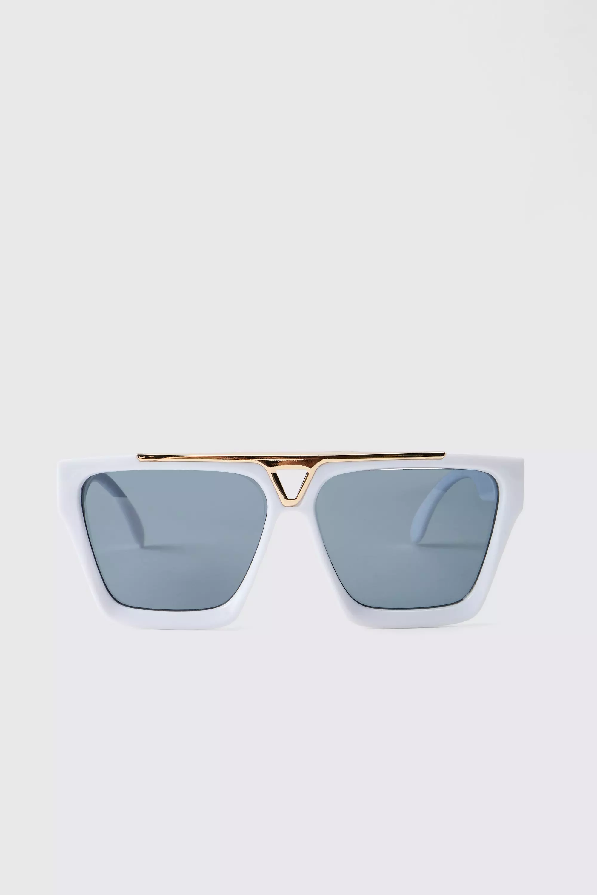 Gold Front Detail White Sunglasses alternative image