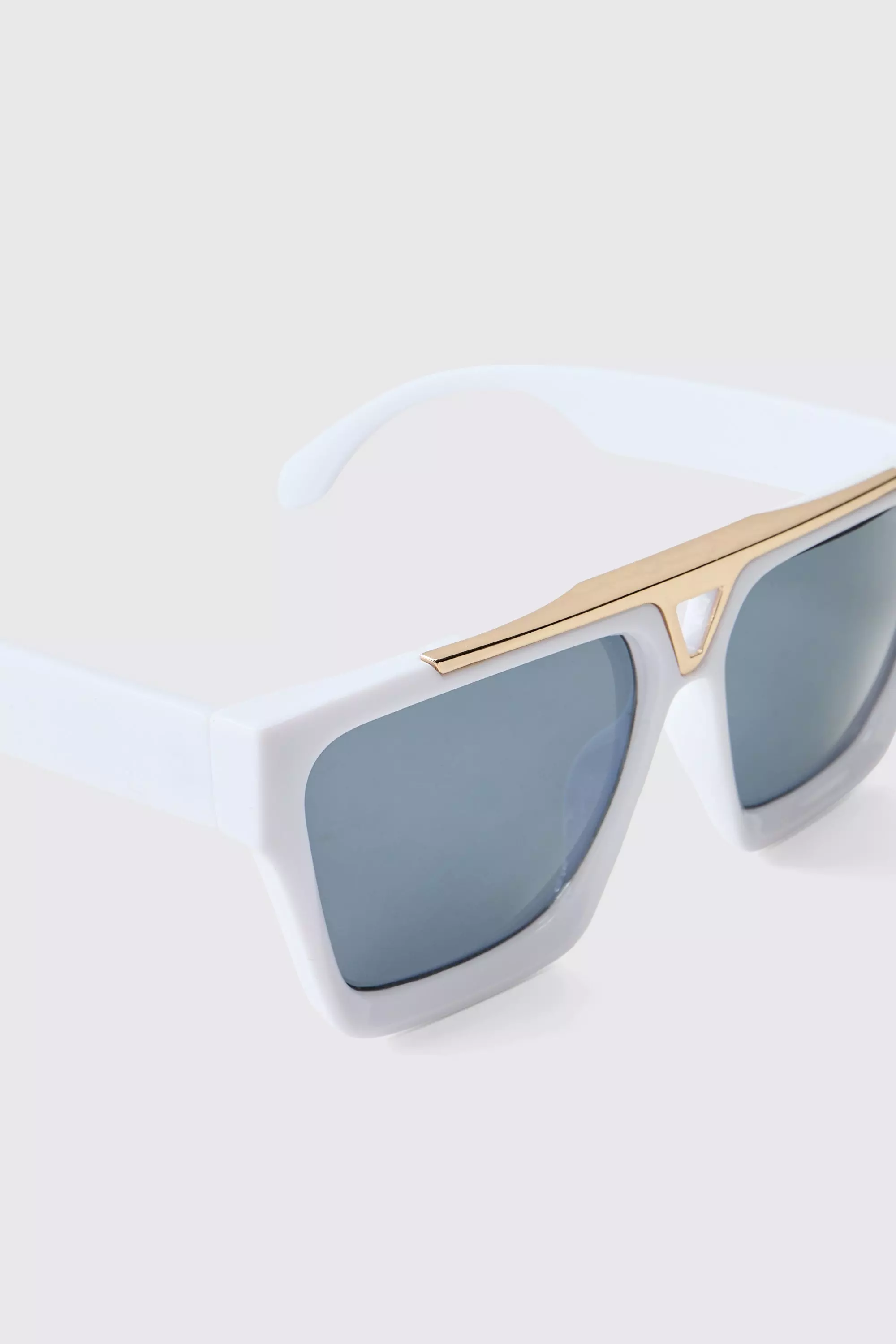 Gold Front Detail White Sunglasses alternative image