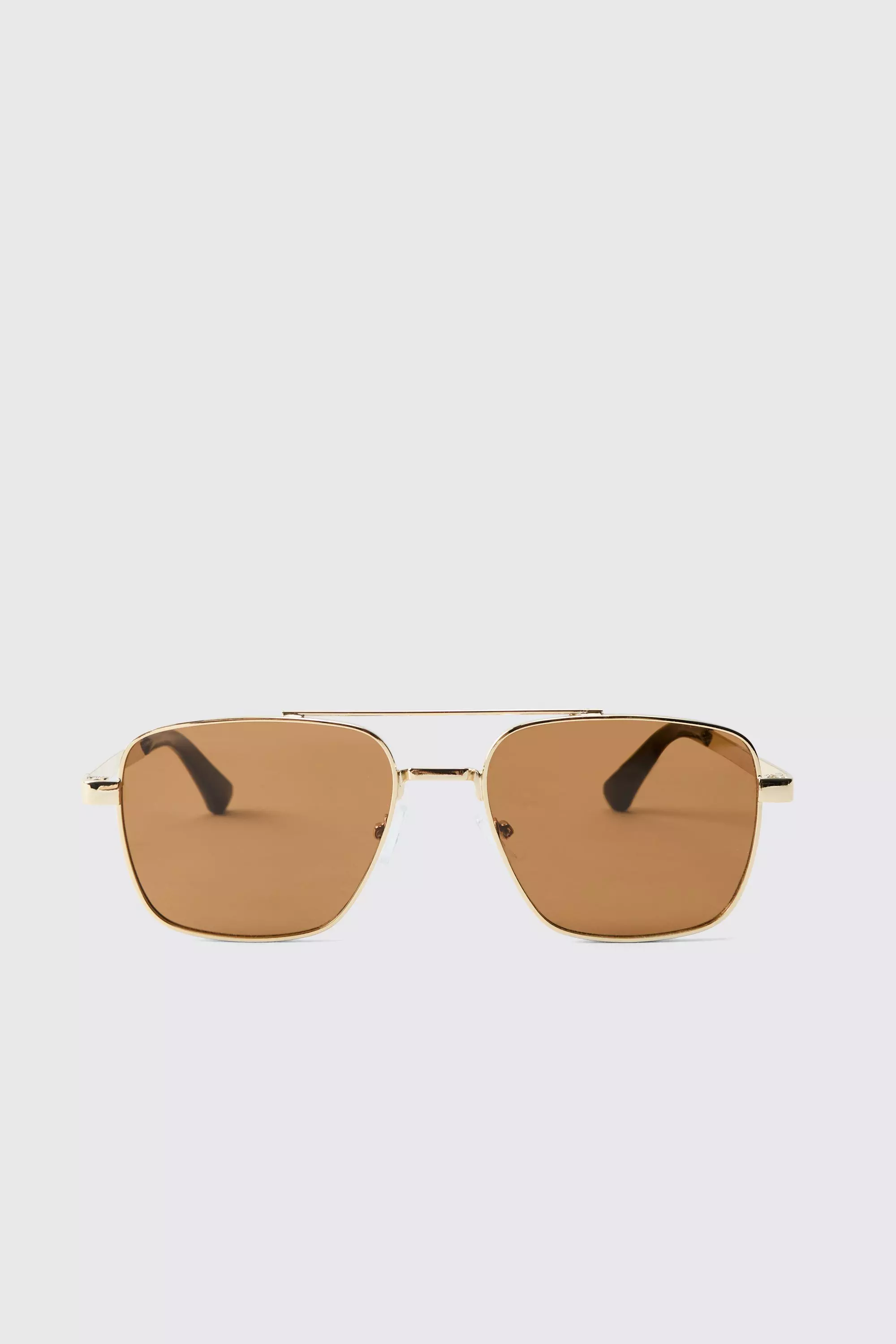 Lunettes de soleil aviateur en métal doré, Gold autre image