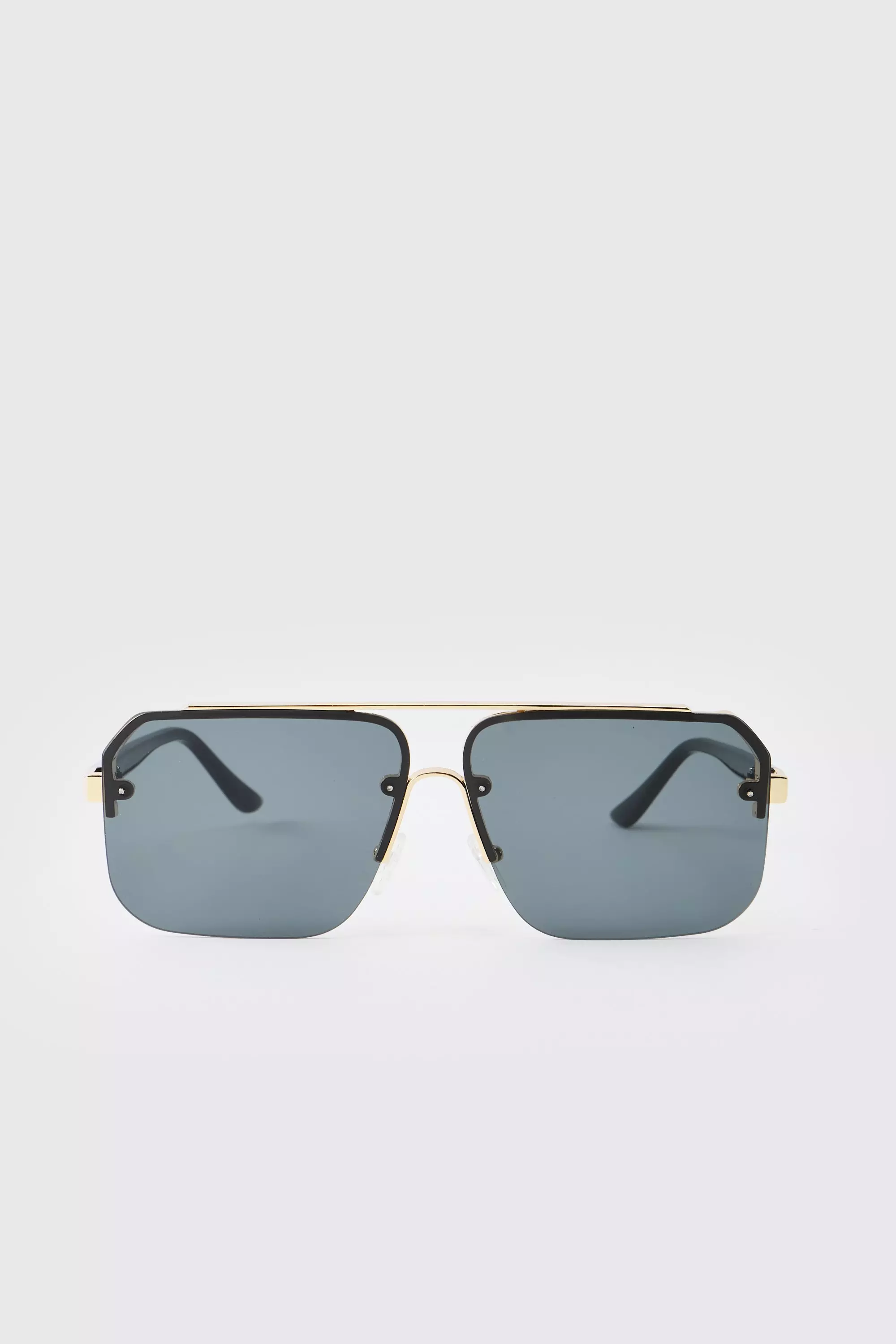 Black Aviators Sunglasses With Gold Detail alternative image