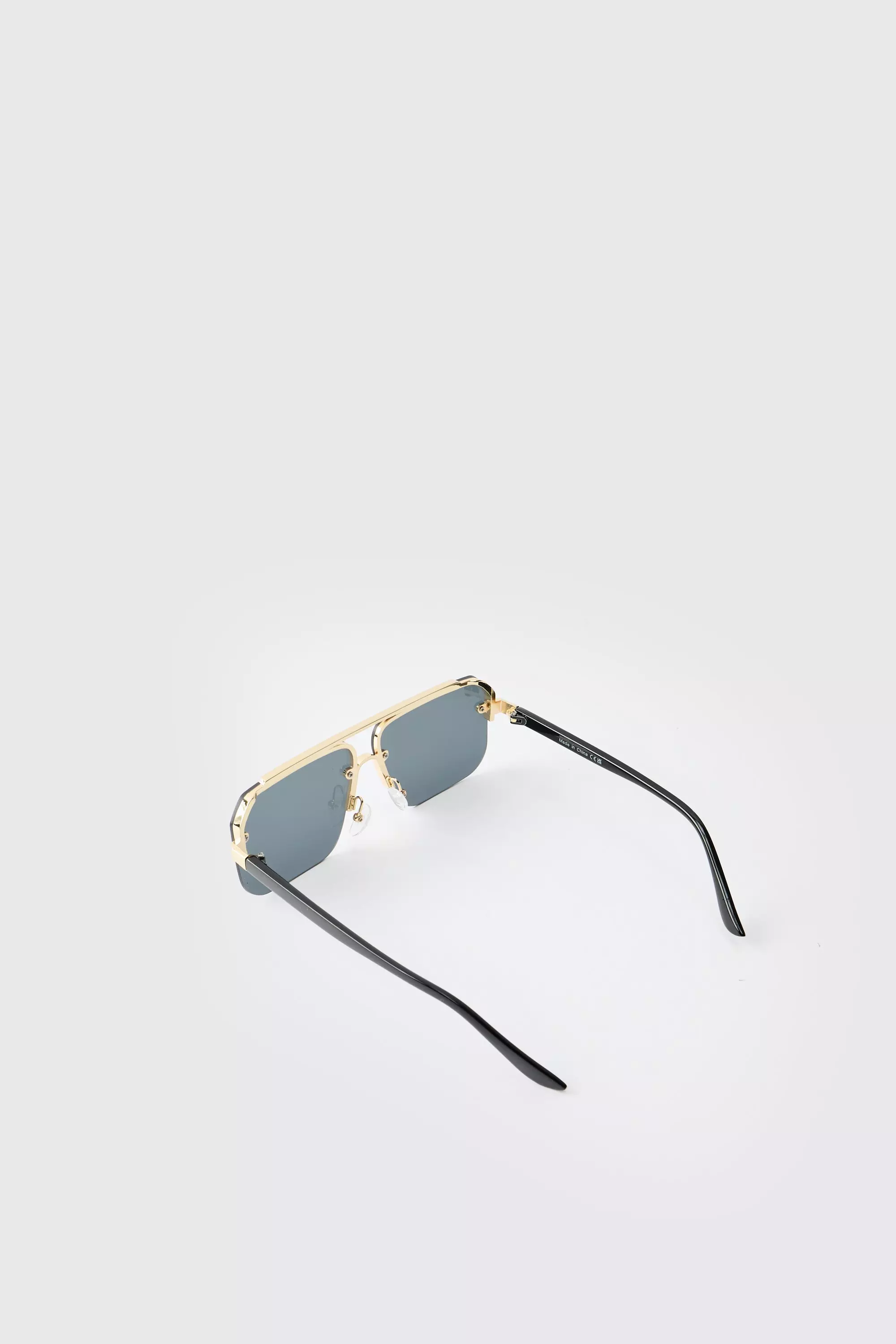 Black Aviators Sunglasses With Gold Detail alternative image