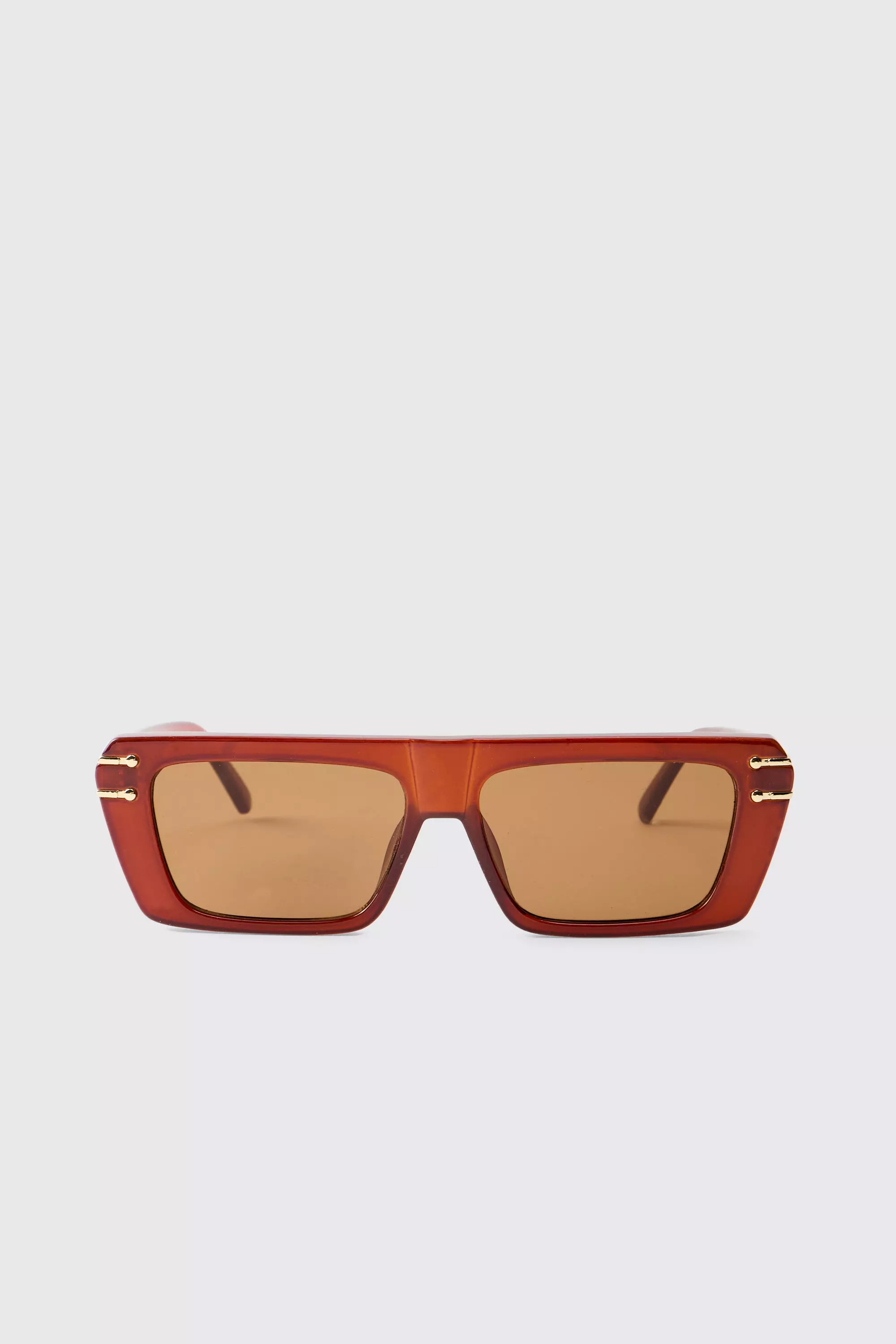 Brown Contrast Lense Rectangular Sunglasses alternative image