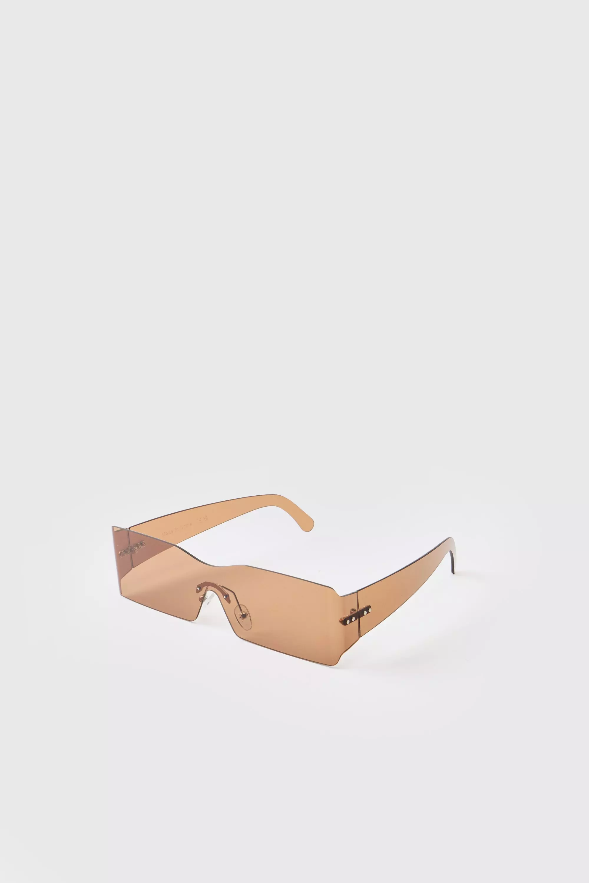 Brown Frameless Rectangular Sunglasses Brown