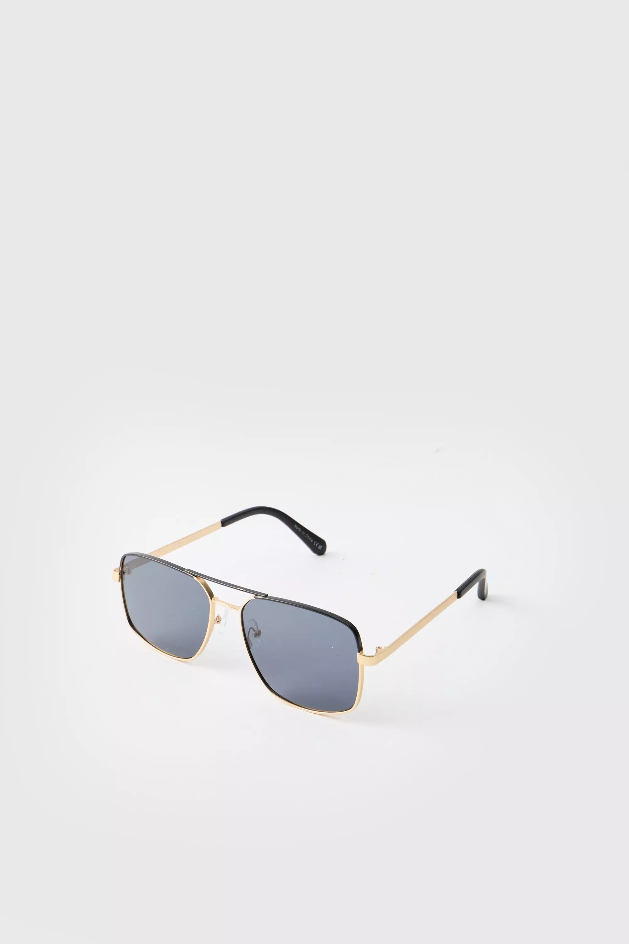 Occhiali Da Sole Stile Navigator In Metallo, Gold immagine alternativa
