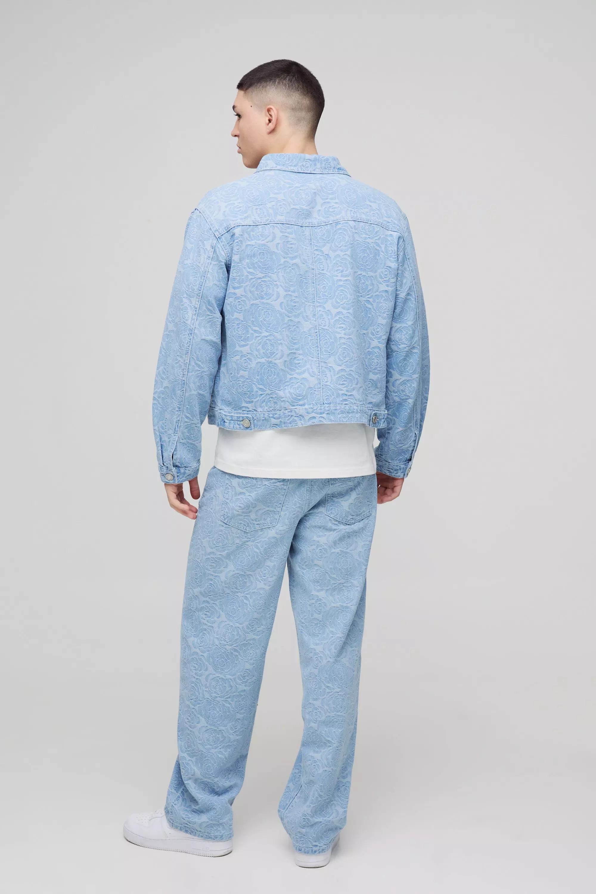 Light blue Relaxed Fit Denim Floral Jacquard Jeans alternative image